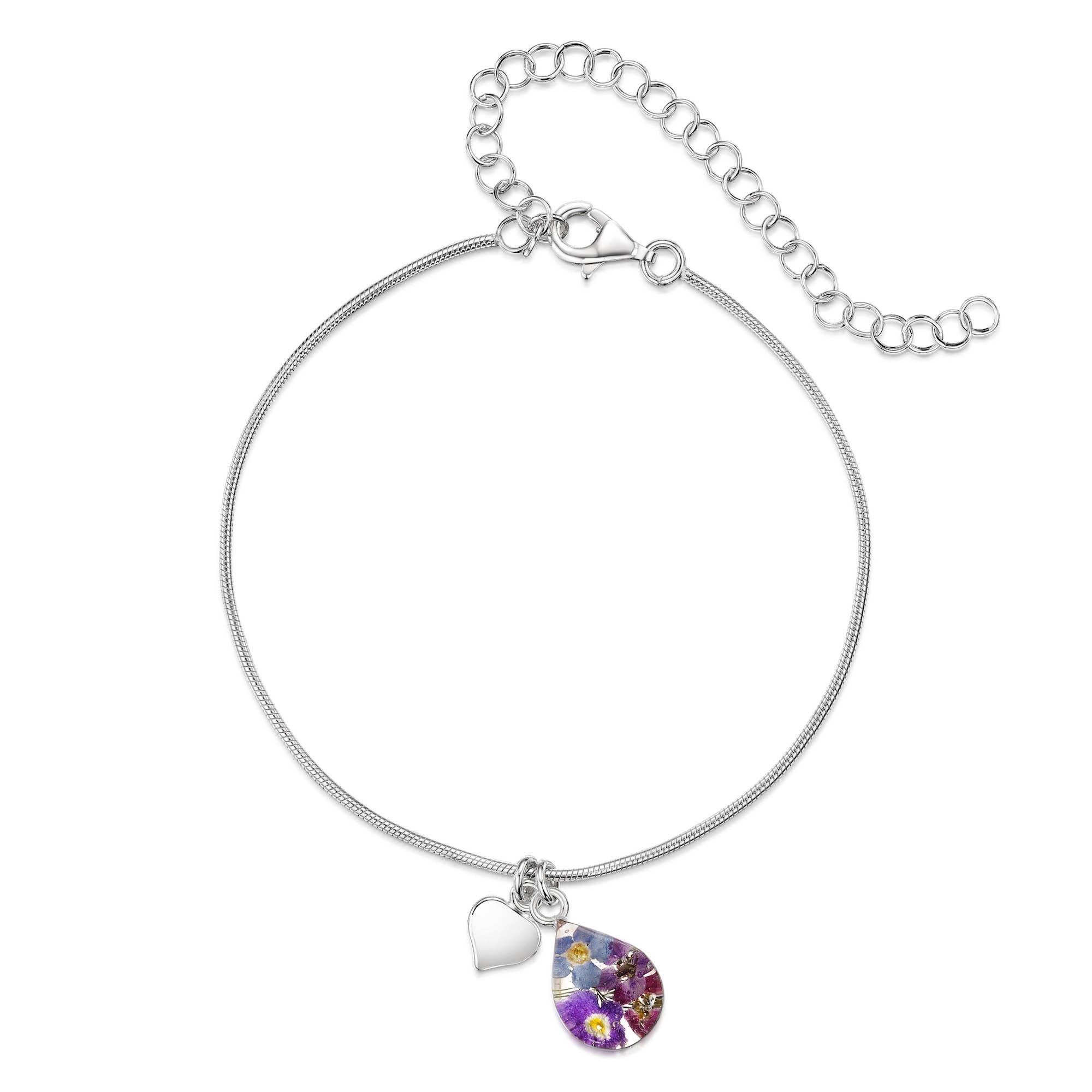 Fußkettchen/Armband aus Sterlingsilber – T/Tropfen – Purple Haze.