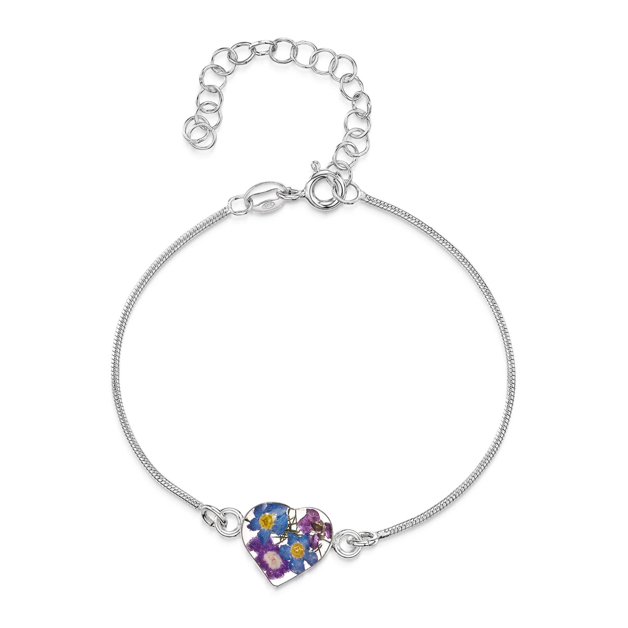 Armband aus Sterlingsilber – Herzanhänger – Purple Haze.