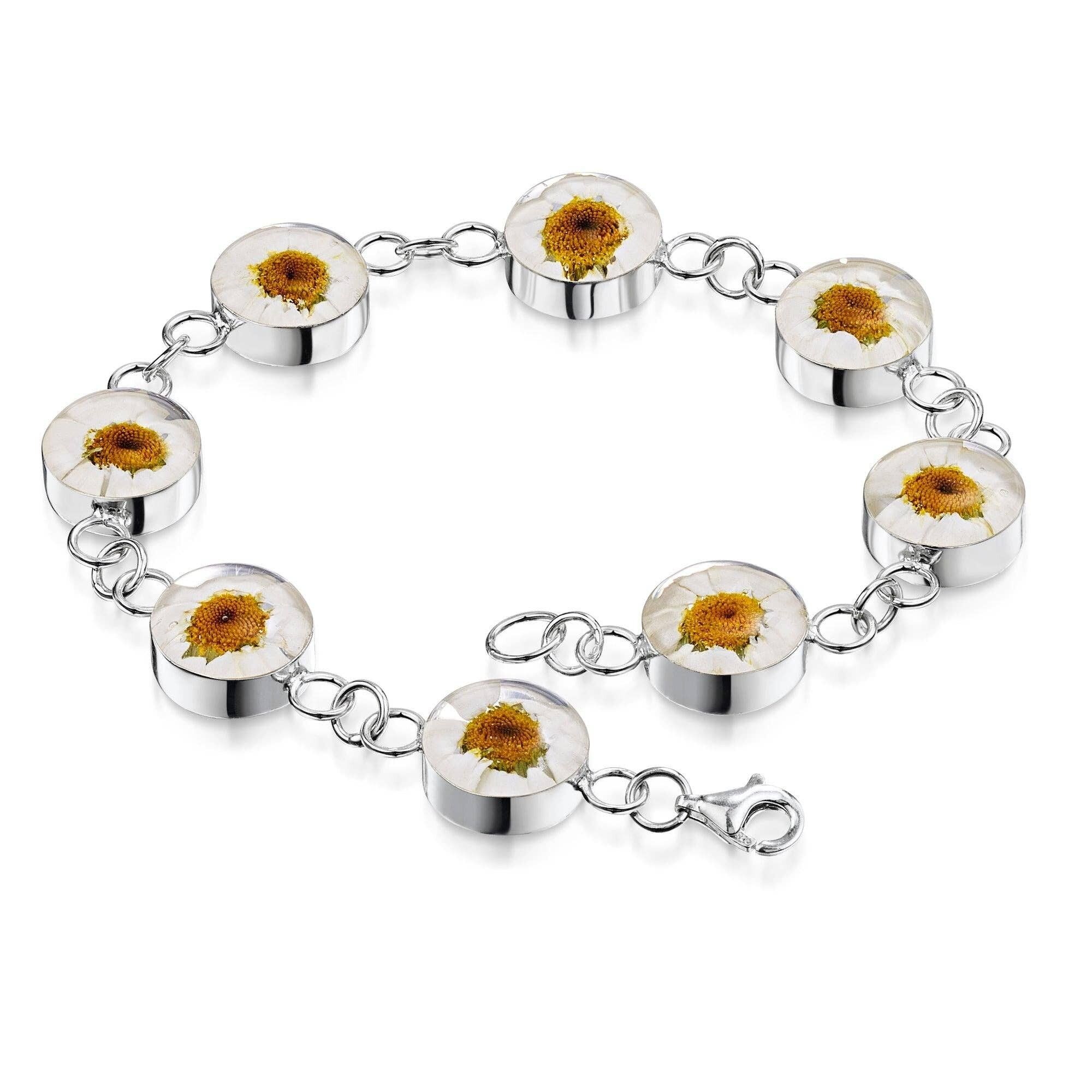 Bracelet en argent sterling - Marguerite - Grand rond