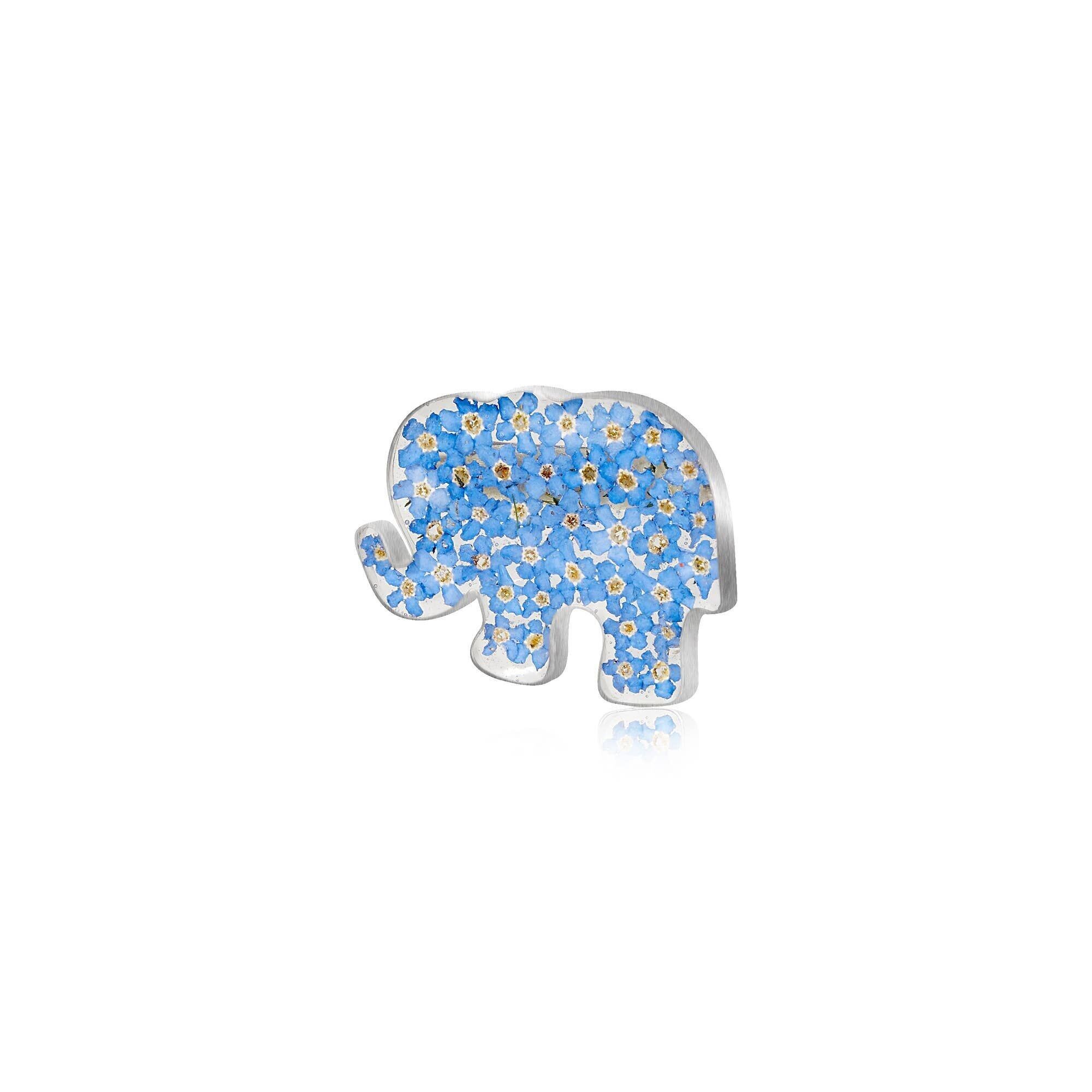Silver Brooch - Forget-Me-Not - Elephant.