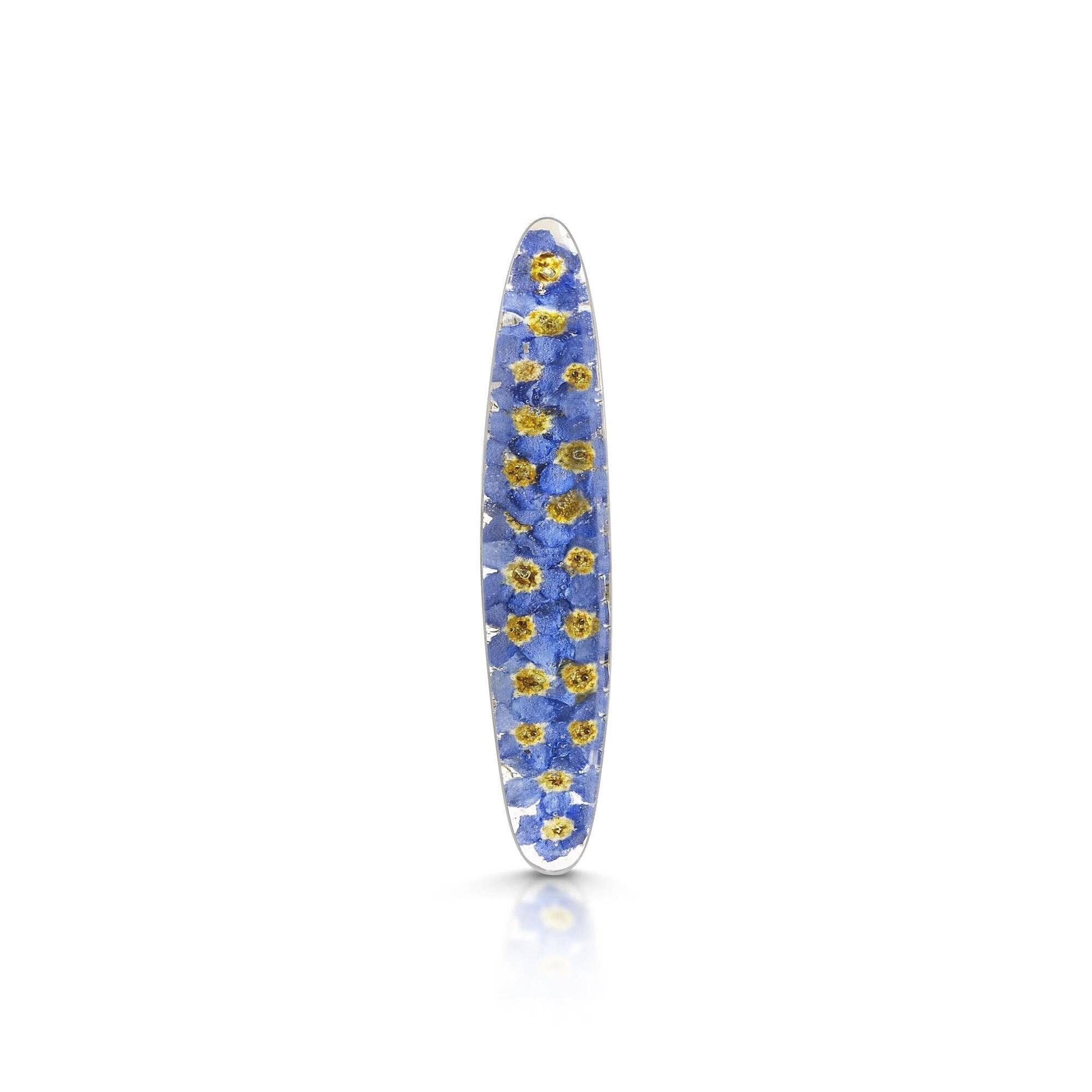 Silver Brooch - Forget-Me-Not- Tapered Oval