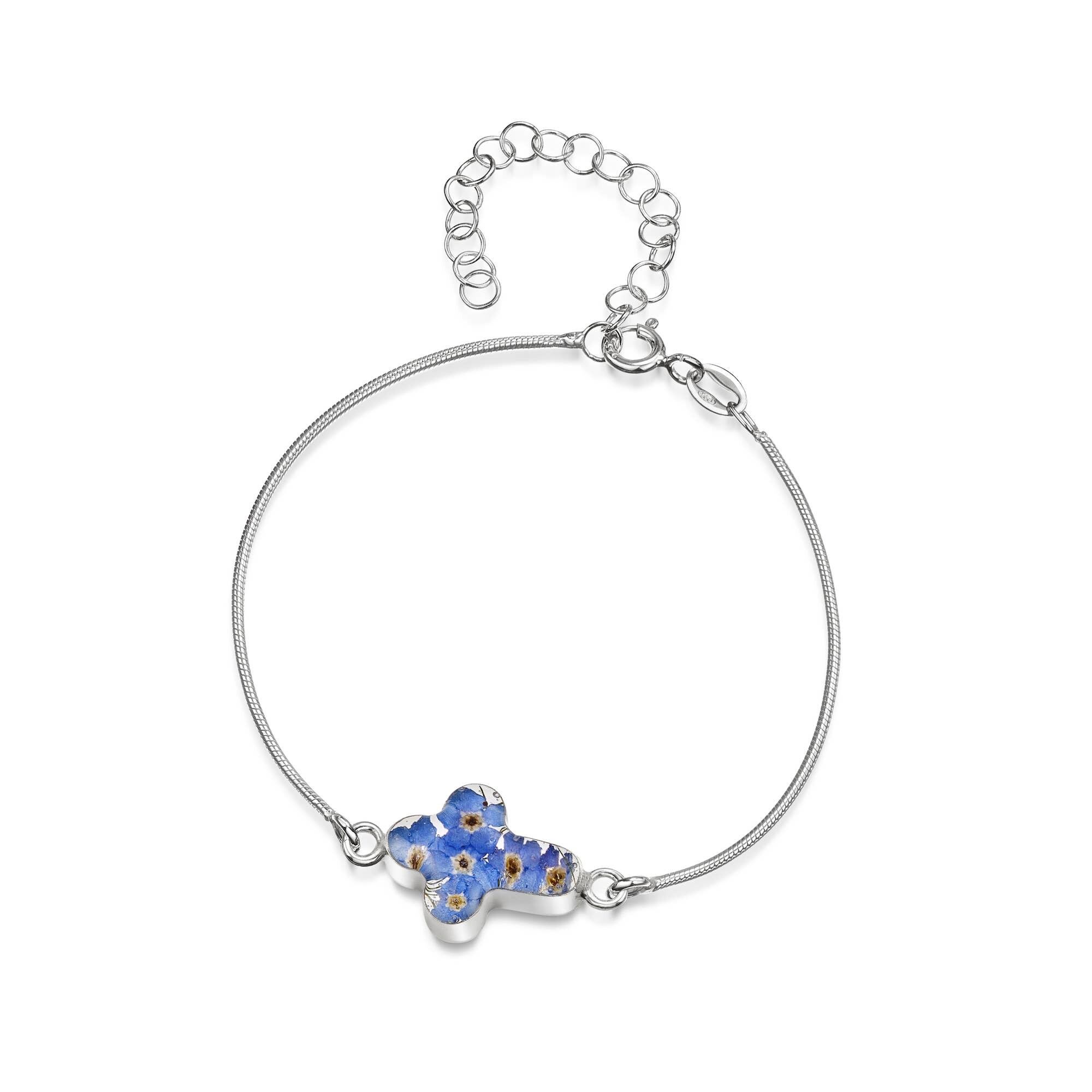 Bracciale in argento sterling - Non ti scordar di me - Croce.