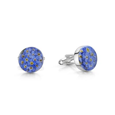 Gemelli in argento sterling - Non ti scordar di me - Rotondi