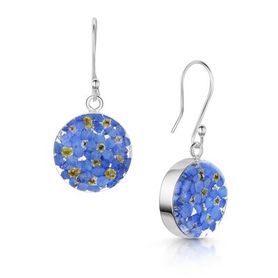 Boucles d'oreilles en argent - Myosotis - Pleine lune