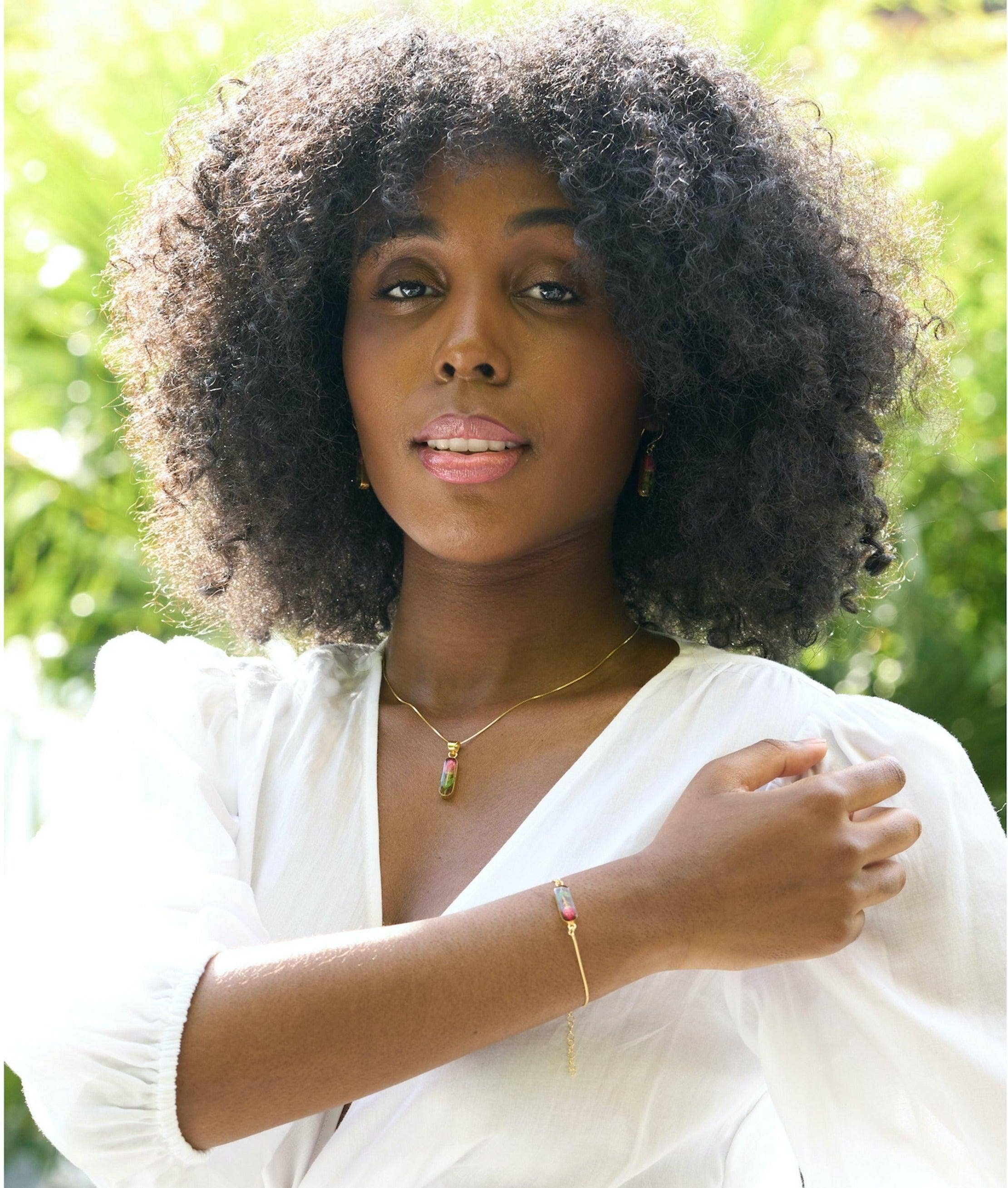 Rose Vertical Bar Gold Plated Earring