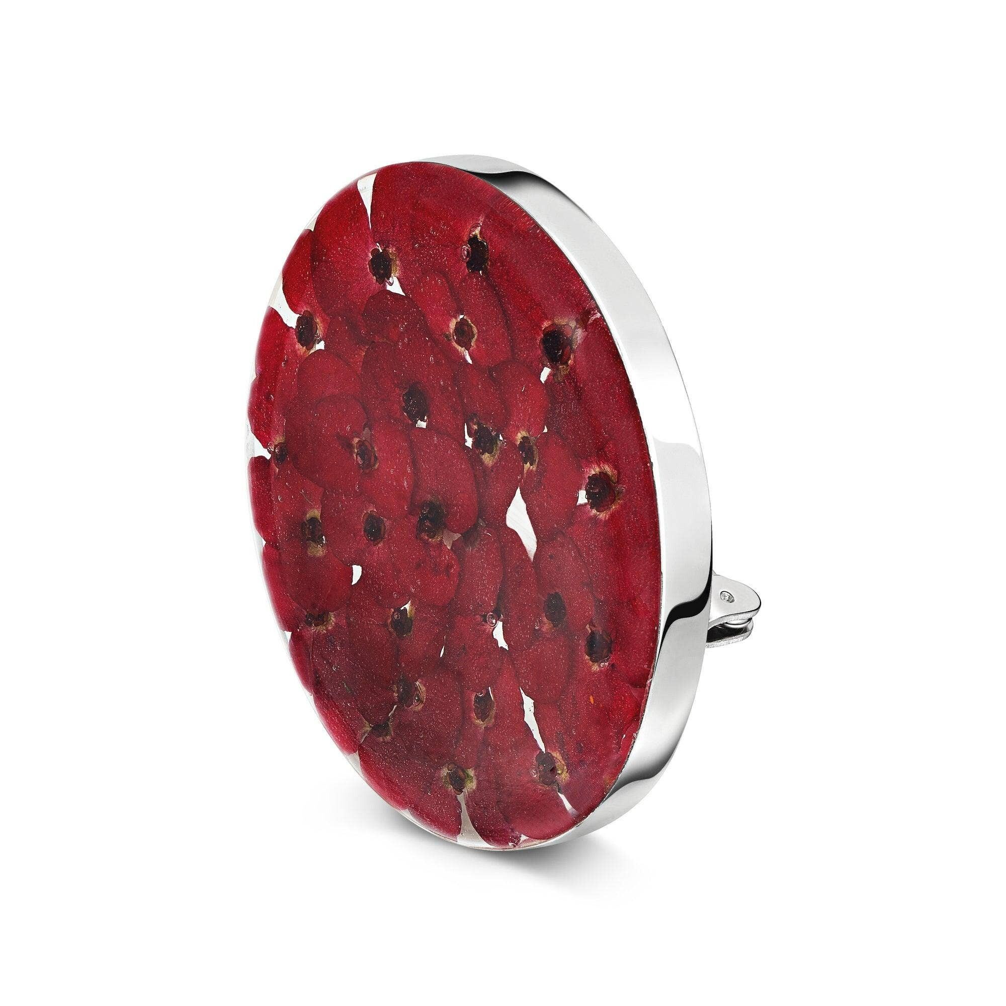 Silberbrosche - Mohnblume - Vollmond XL (Nickelnadel)