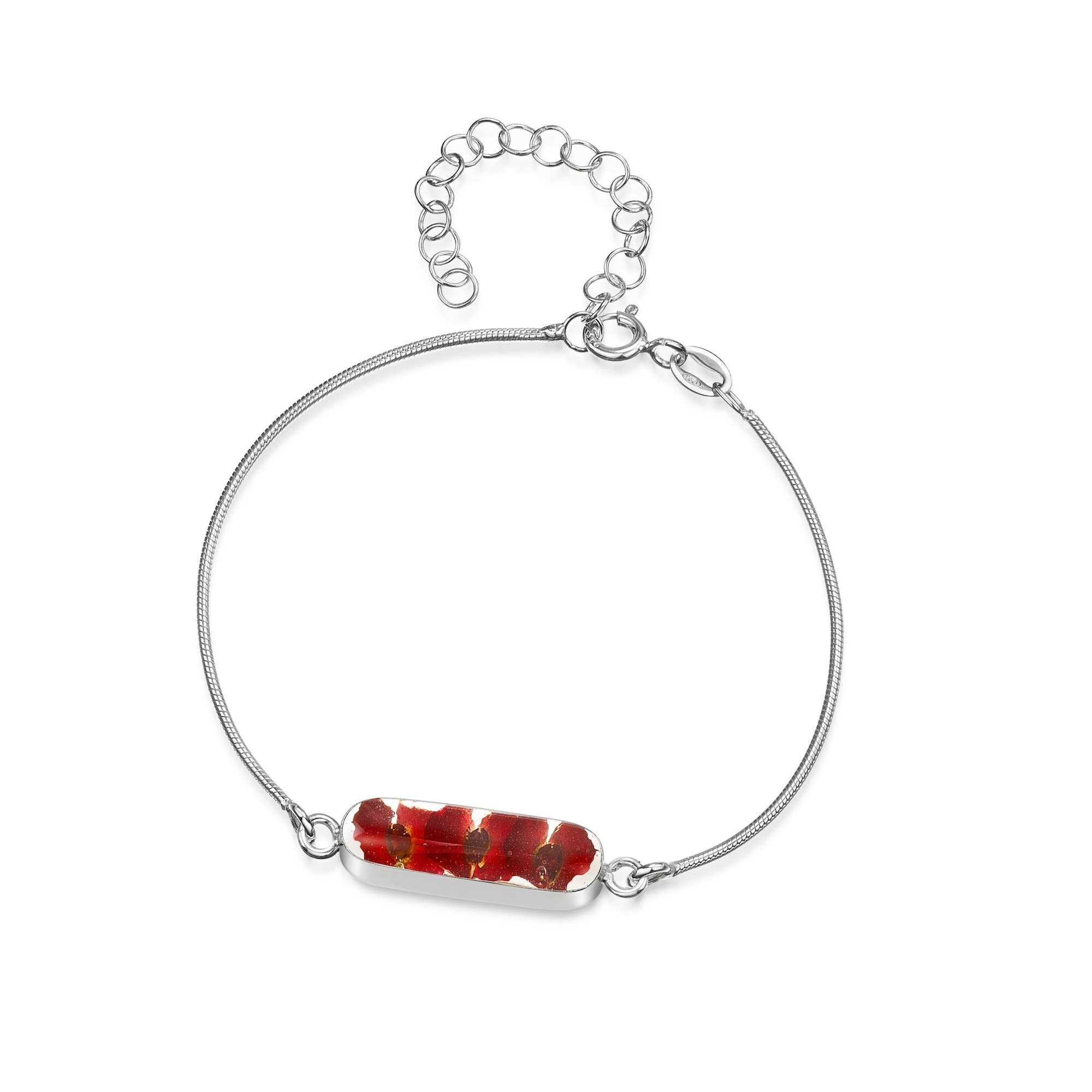 Armband aus Sterlingsilber – Mohnblume – Oval.