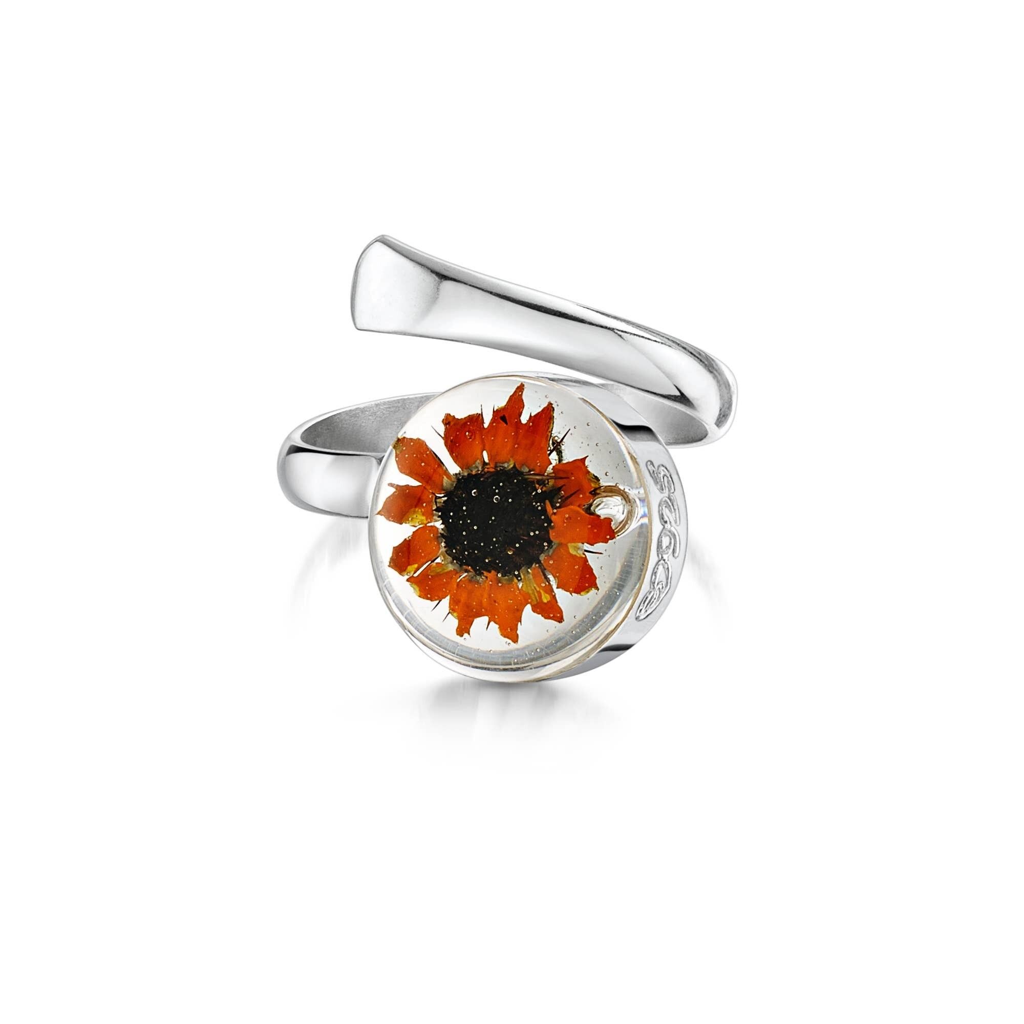 Bague Réglable en Argent - Tournesol - Ronde.
