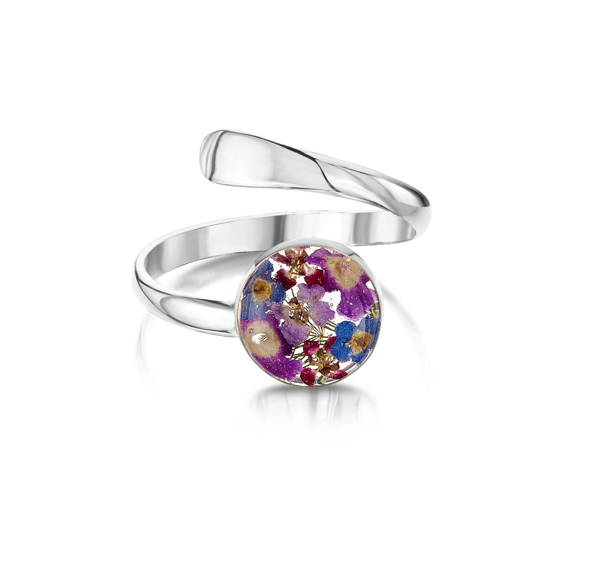 Bague en argent (réglable) - Purple Haze - Ronde.