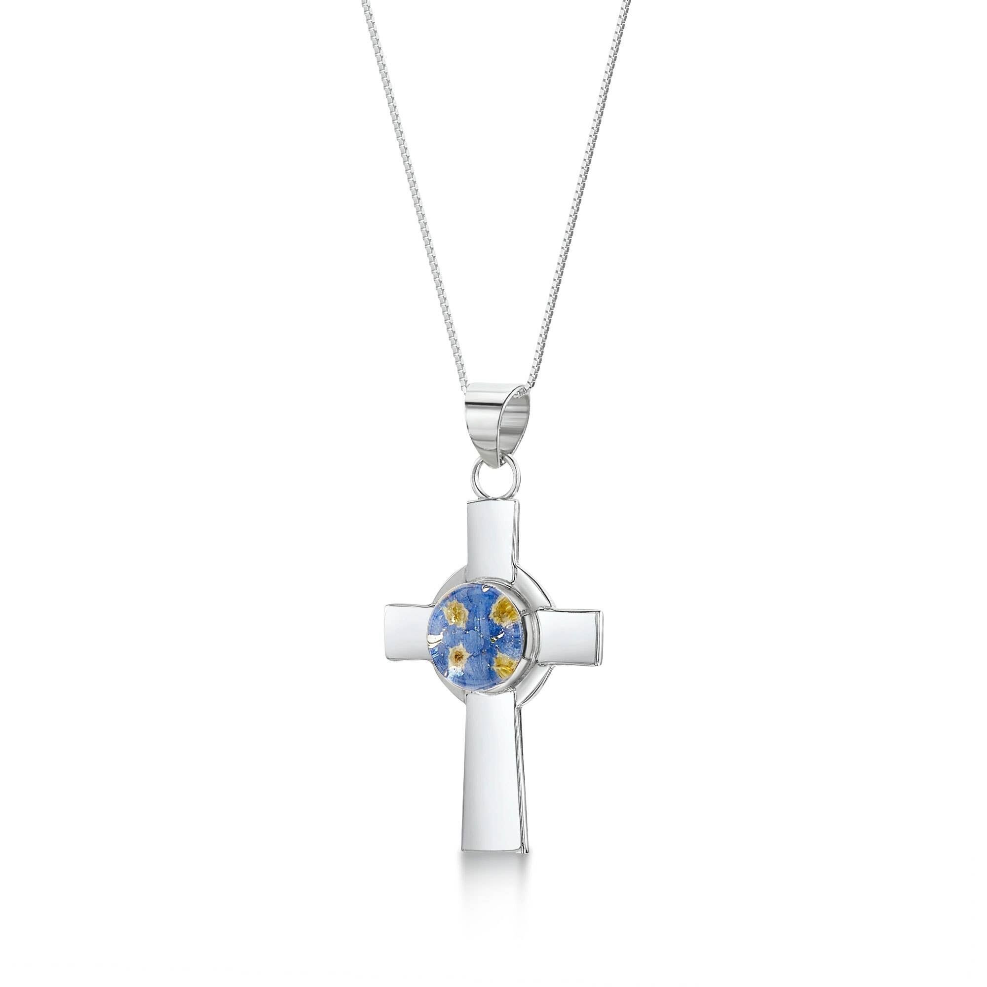 Collana con ciondolo in argento - Non ti scordar di me - Croce celtica.