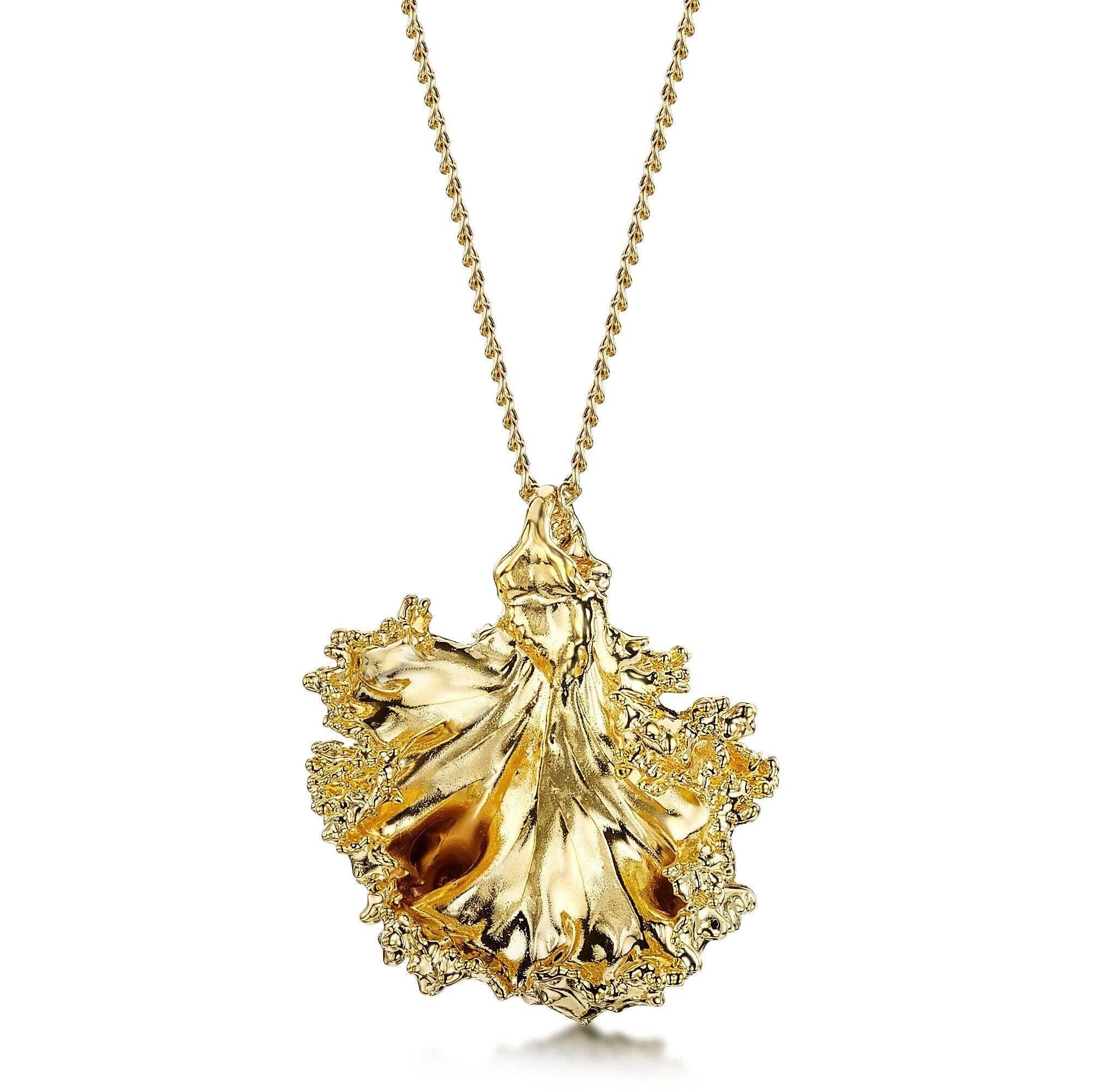 Collana con foglia placcata in oro - Cavolo riccio