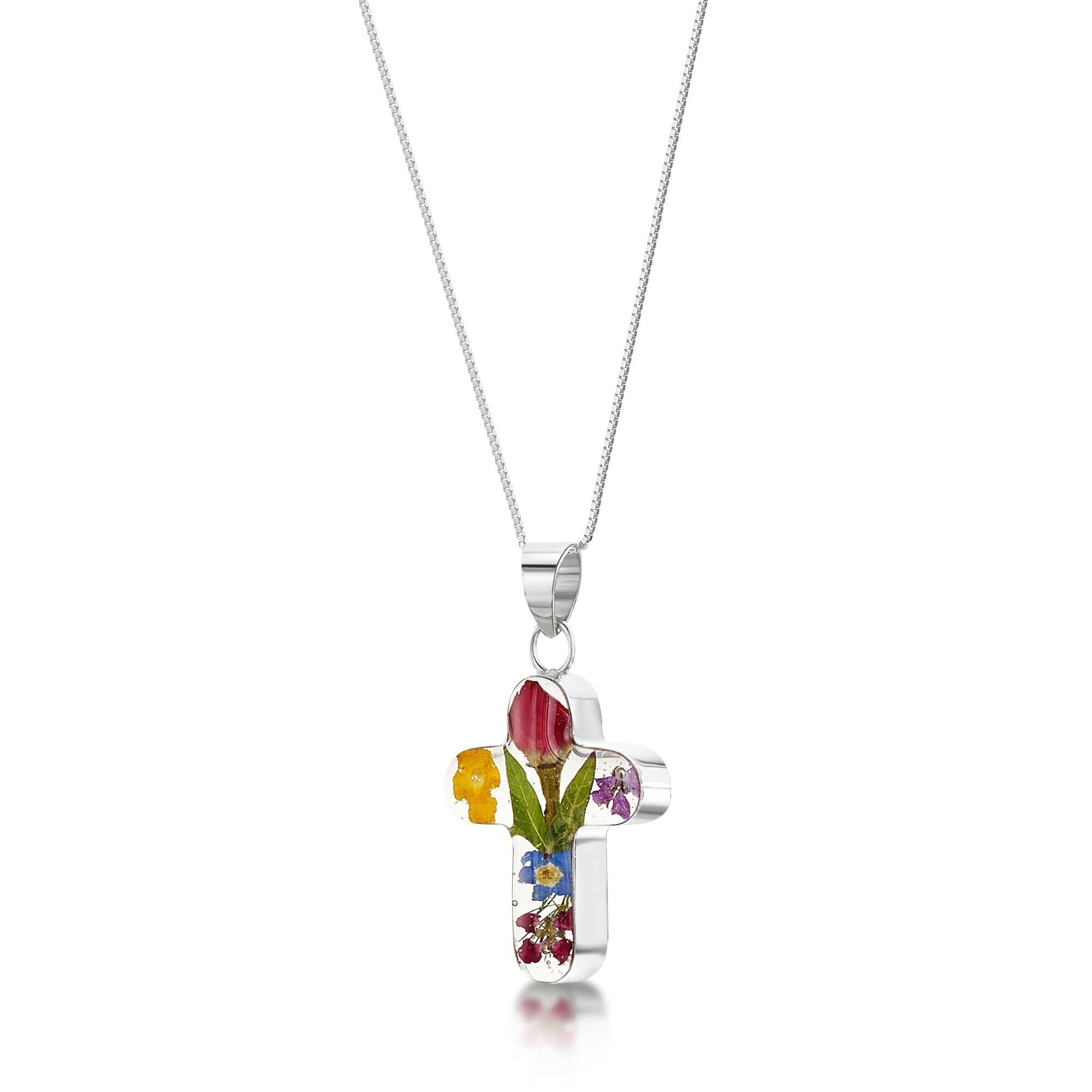 Collier Pendentif Argent - Mixte/Rose - Croix.