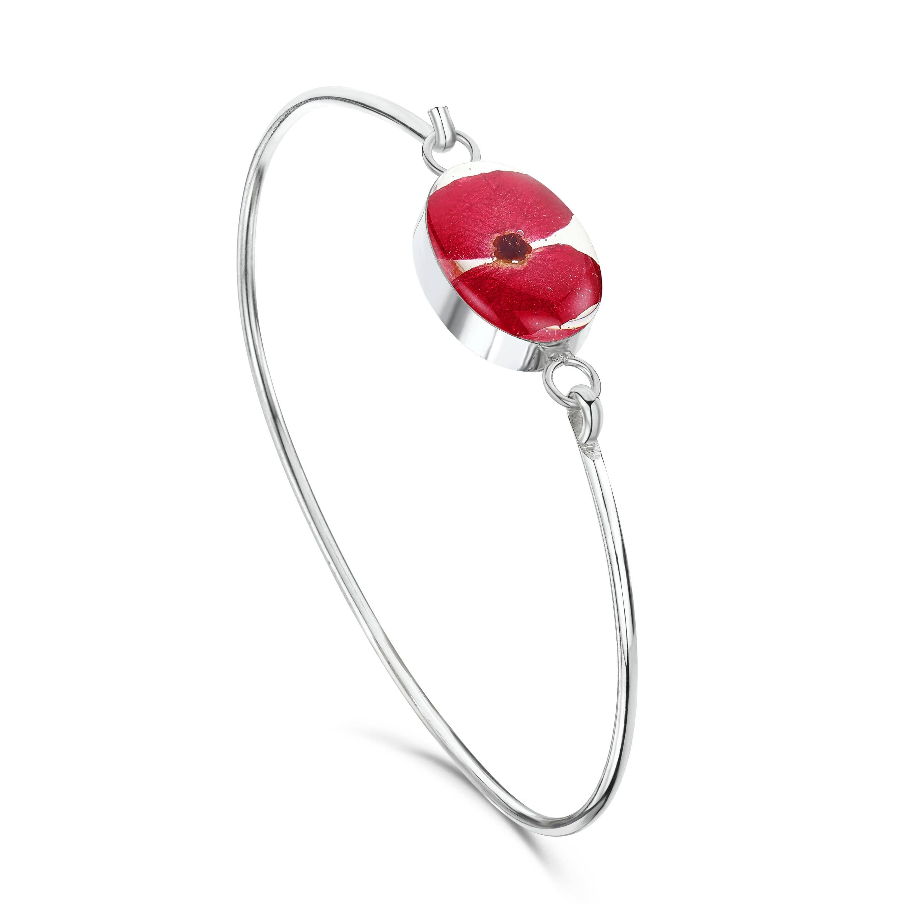 Bracelet Argent - Coquelicot - Ovale.