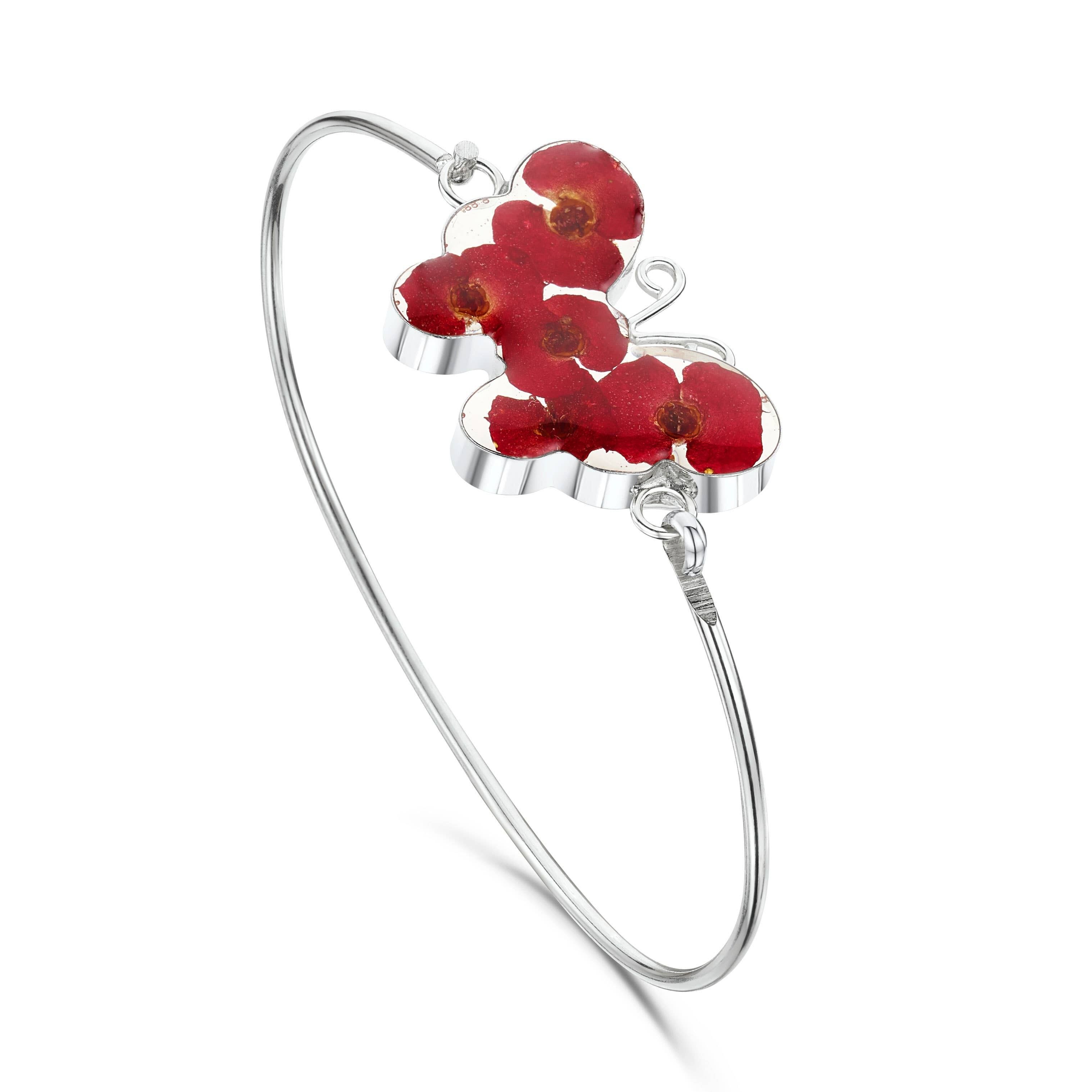 Bracelet Argent - Coquelicot - Papillon.