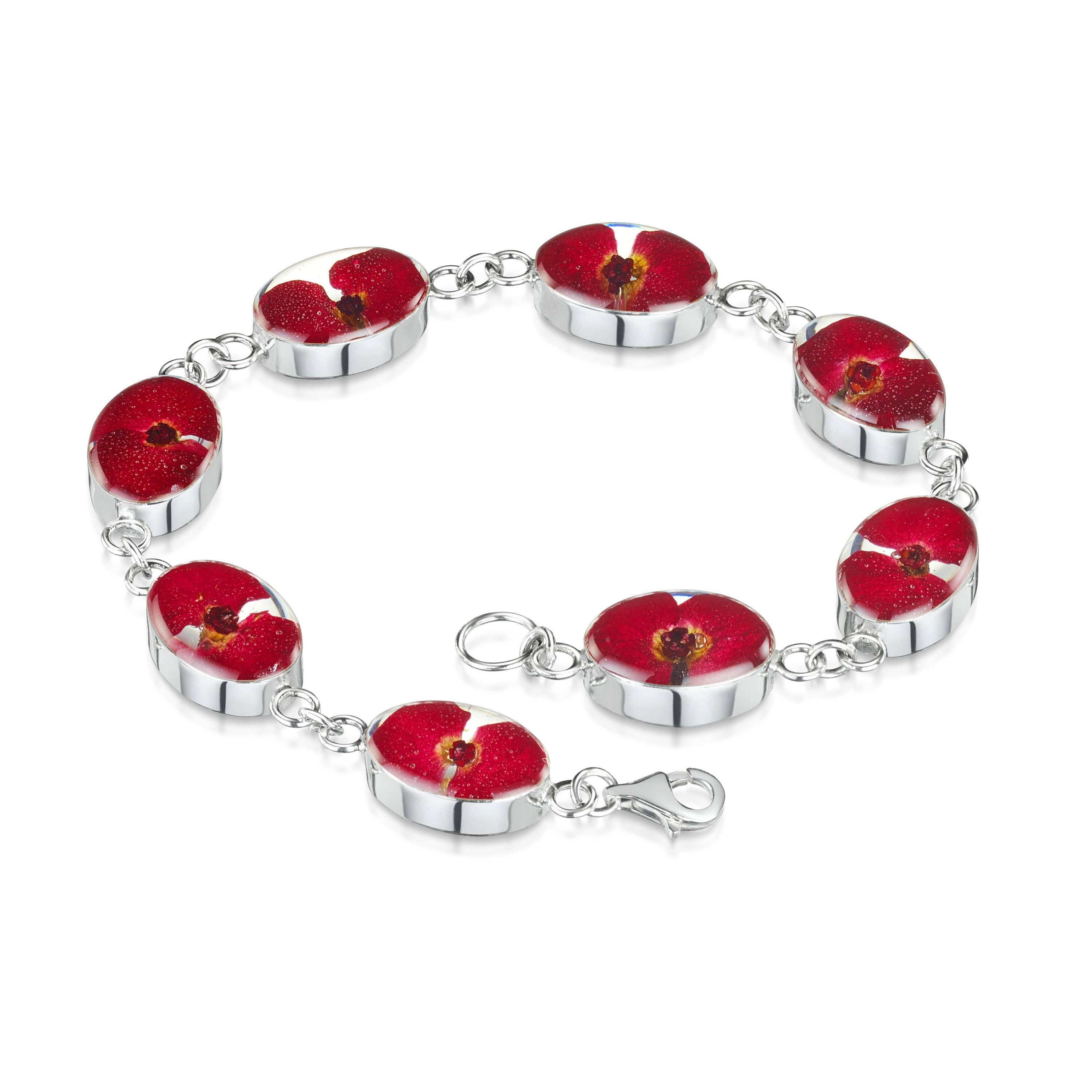 Bracelet Argent - Coquelicot - Ovale.