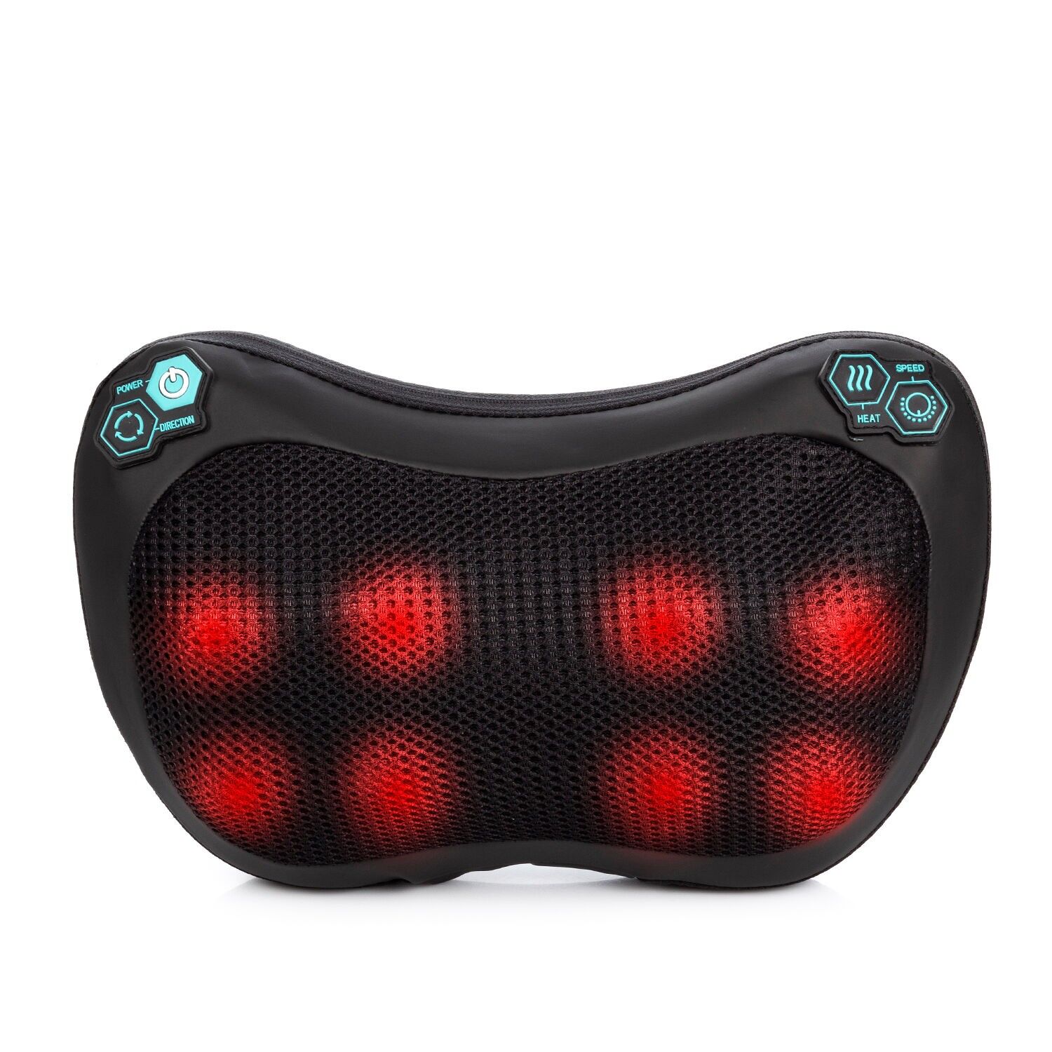 Oreiller de massage intelligent pour le dos et la nuque avec dispositif de traction cervicale. Couleur : Noir