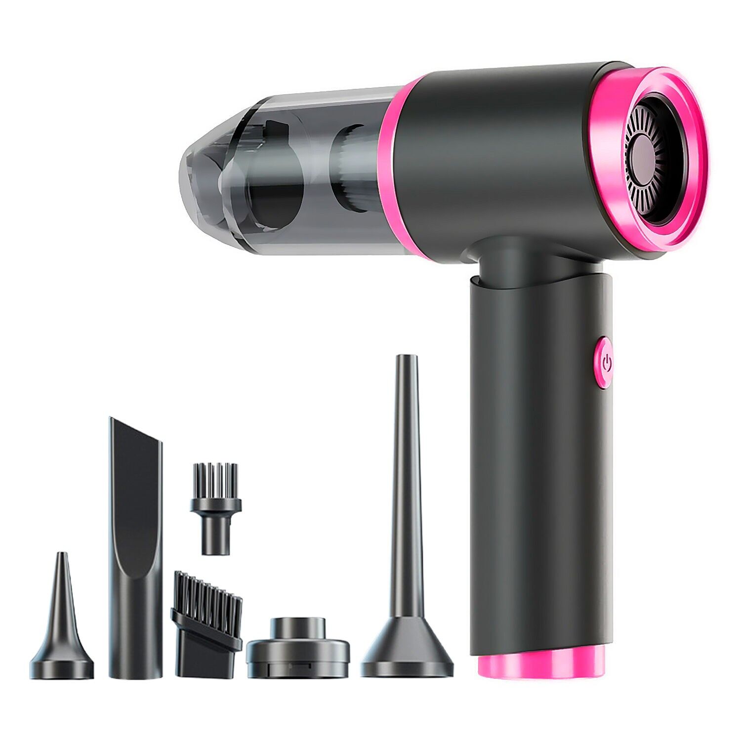 Aspirateur et souffleur à main 5 en 1, avec 5.000 pa, batterie 2000mAh.Couleur : Gris foncé/Fuchsia