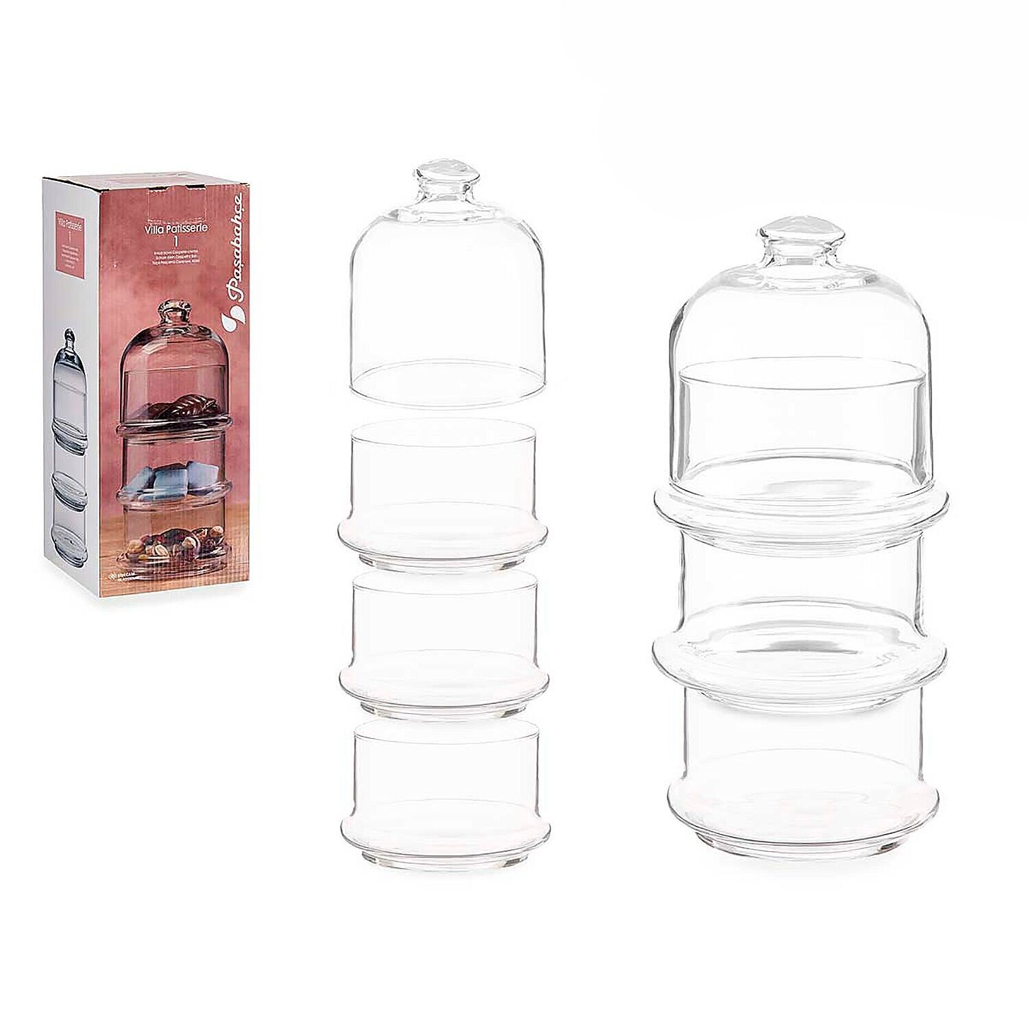 Bombonera apilable con 3 alturas. Color:Transparente