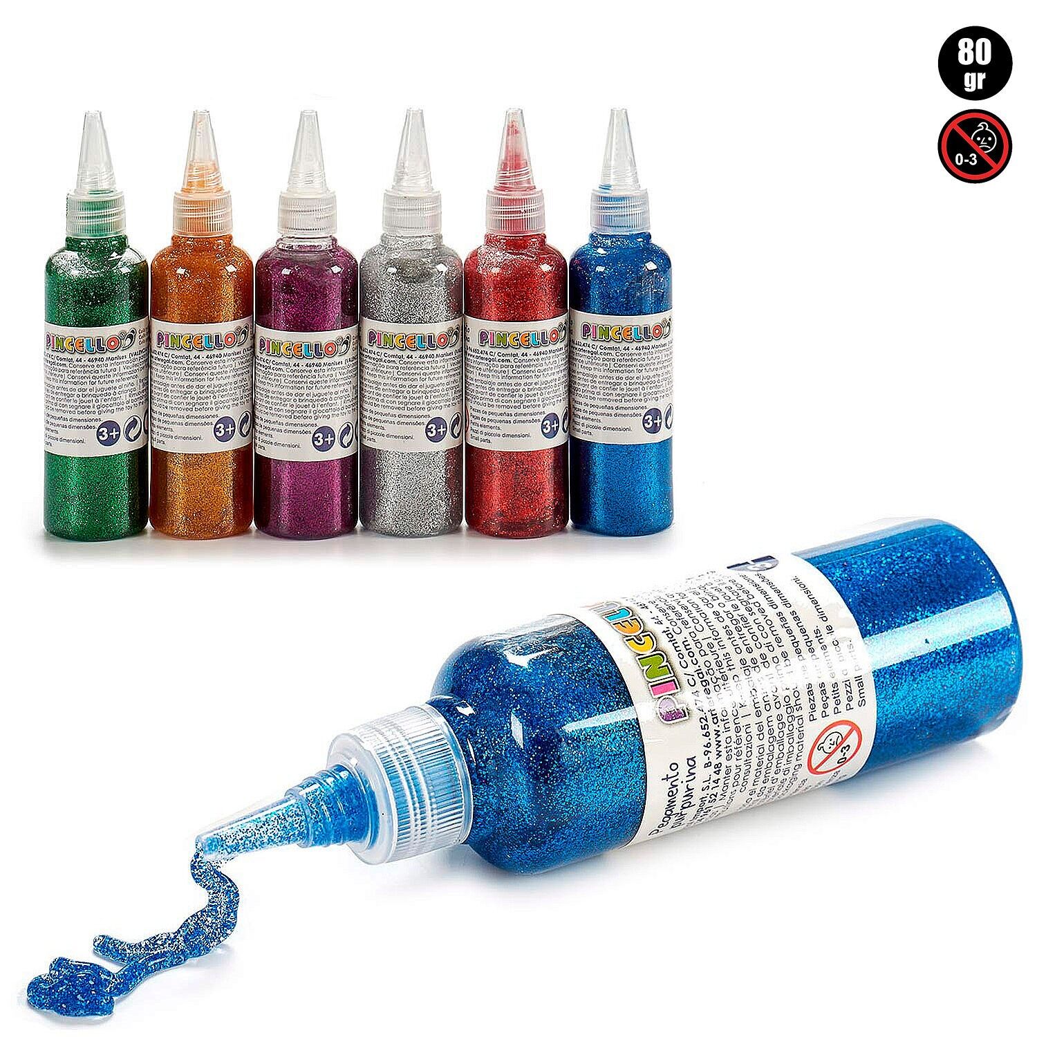 Barattolo con dosatore di glitter da 80 g. Colori casuali. Colore:Multicolore