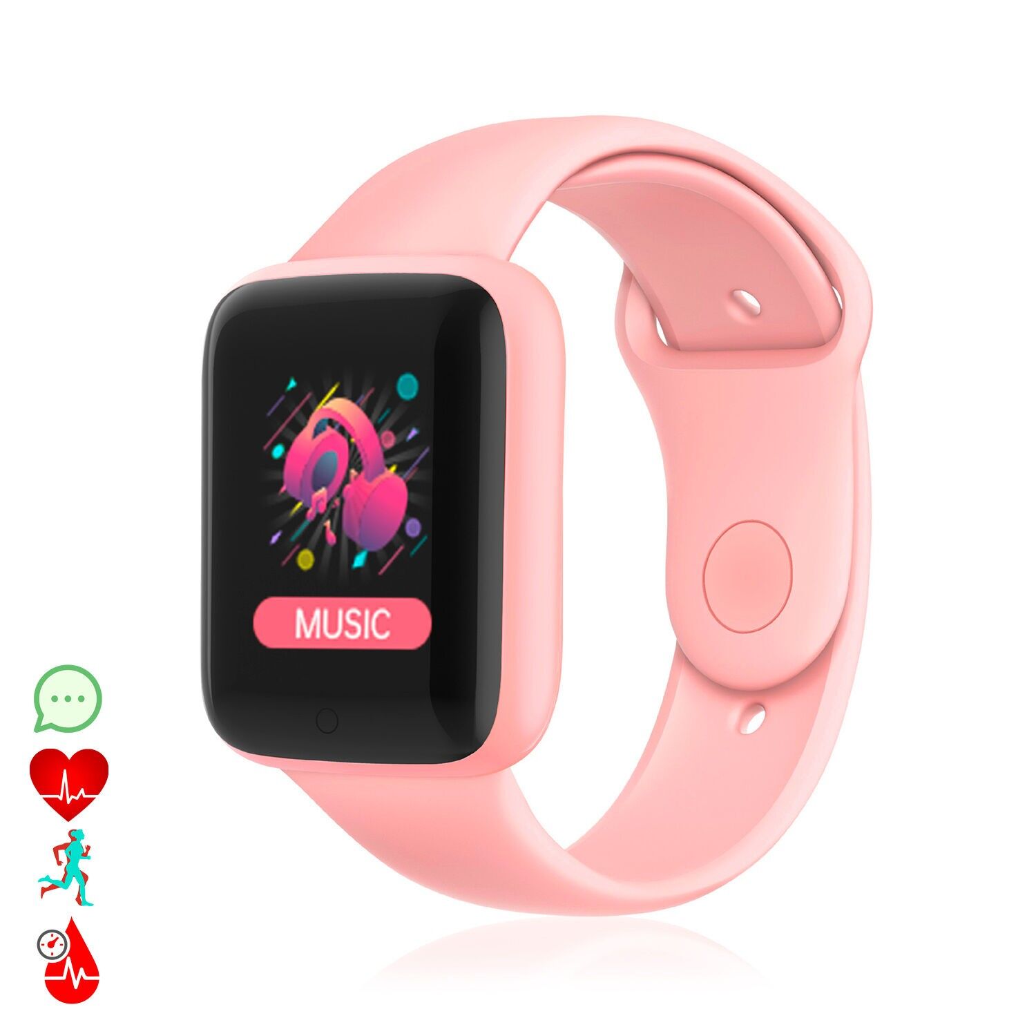 AK-Y68 Smart-Armband mit Herzfrequenz- und Blutdruckmessgerät, Farbe: Hellrosa