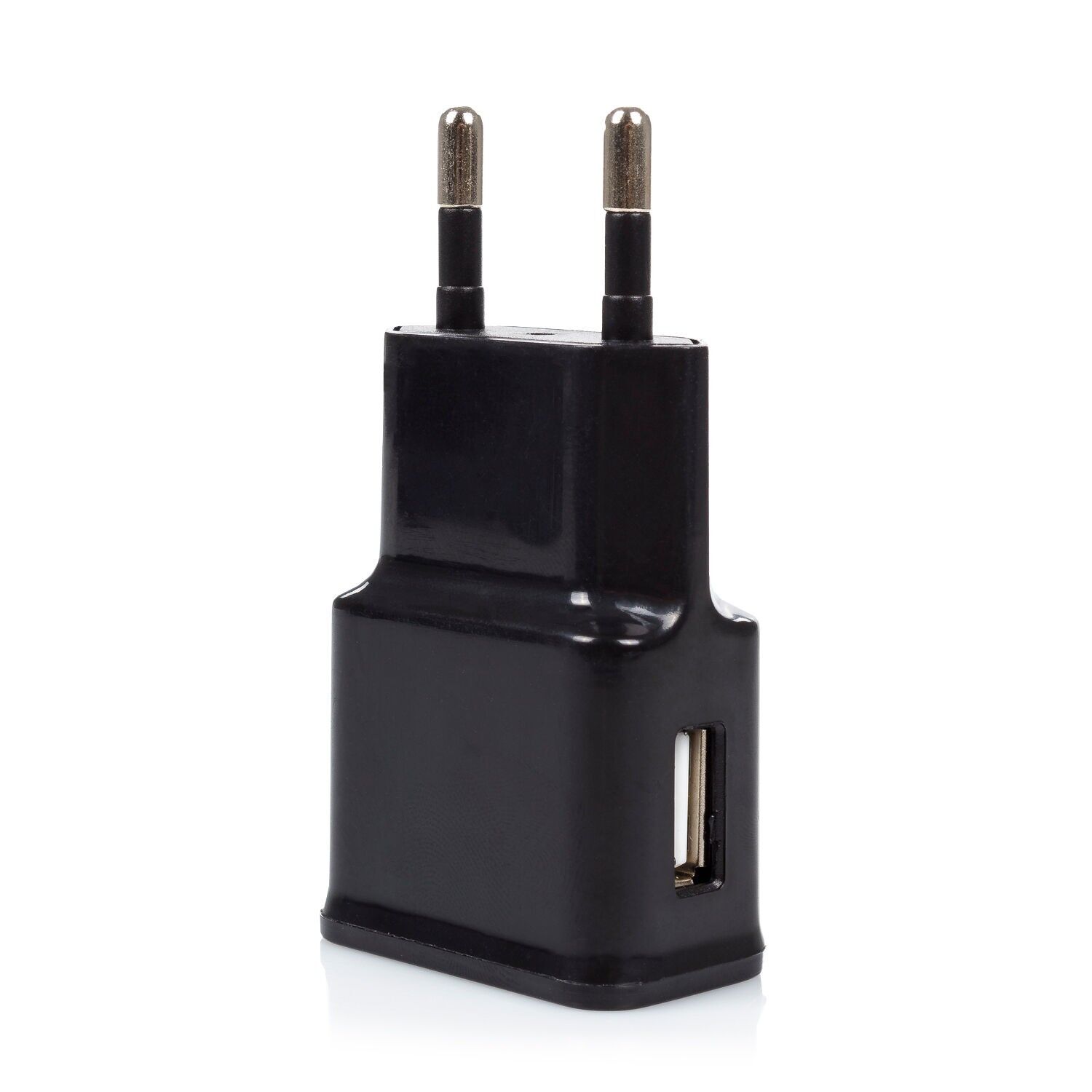 Caricabatterie da rete USB 2A. Adattatore di ricarica. Colore: Nero