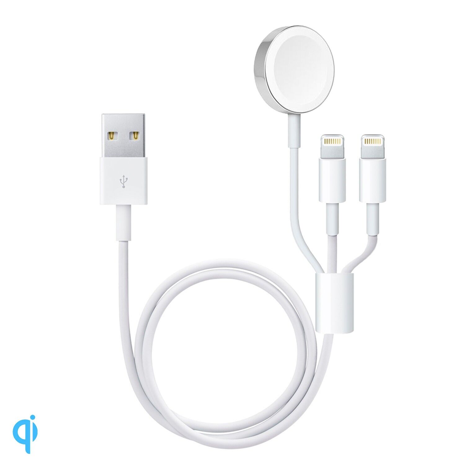 Caricabatterie Lightning doppio e dock di ricarica compatibile con Apple Watch Colore: bianco