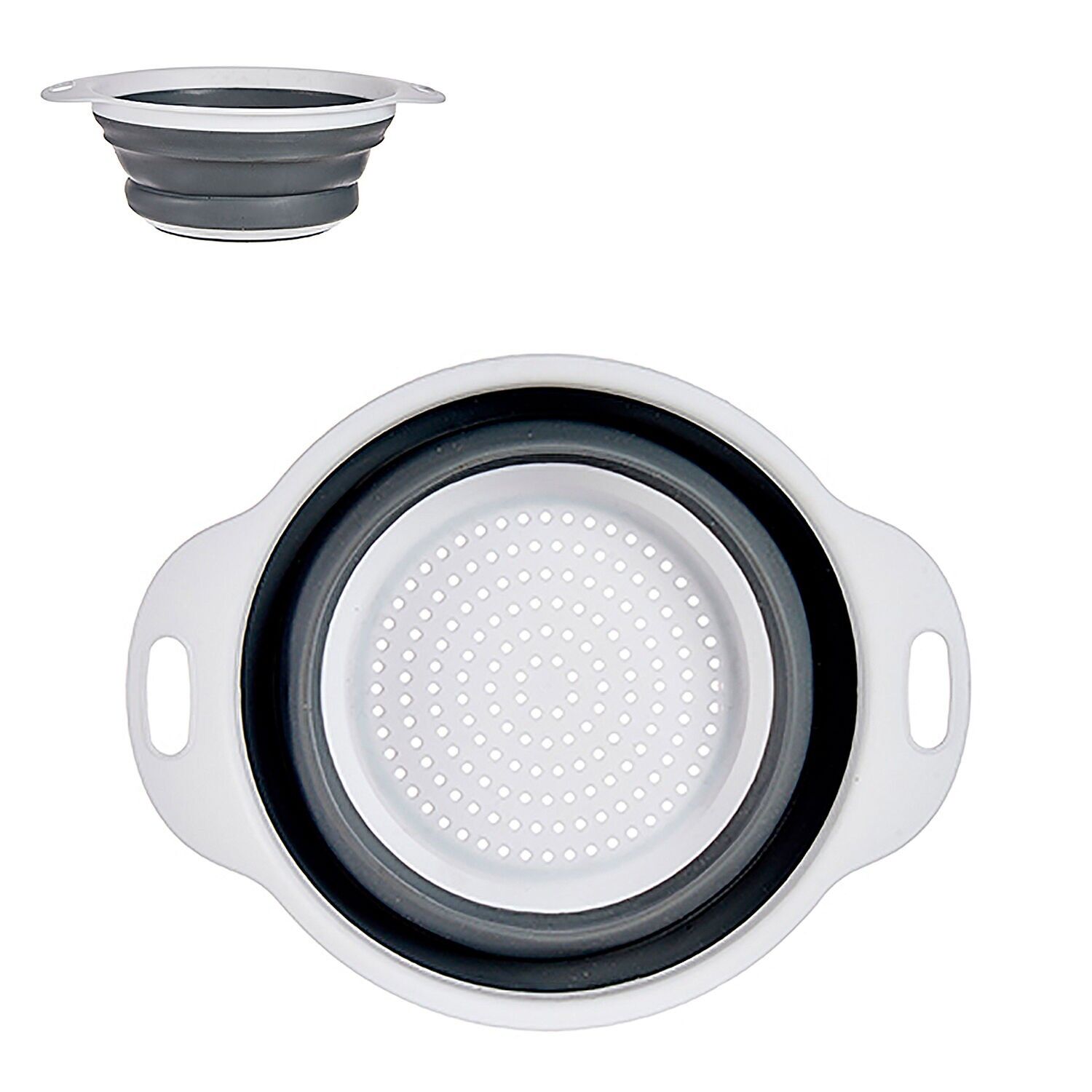 Foldable colander with handles 20 cm.Color: White/Gray
