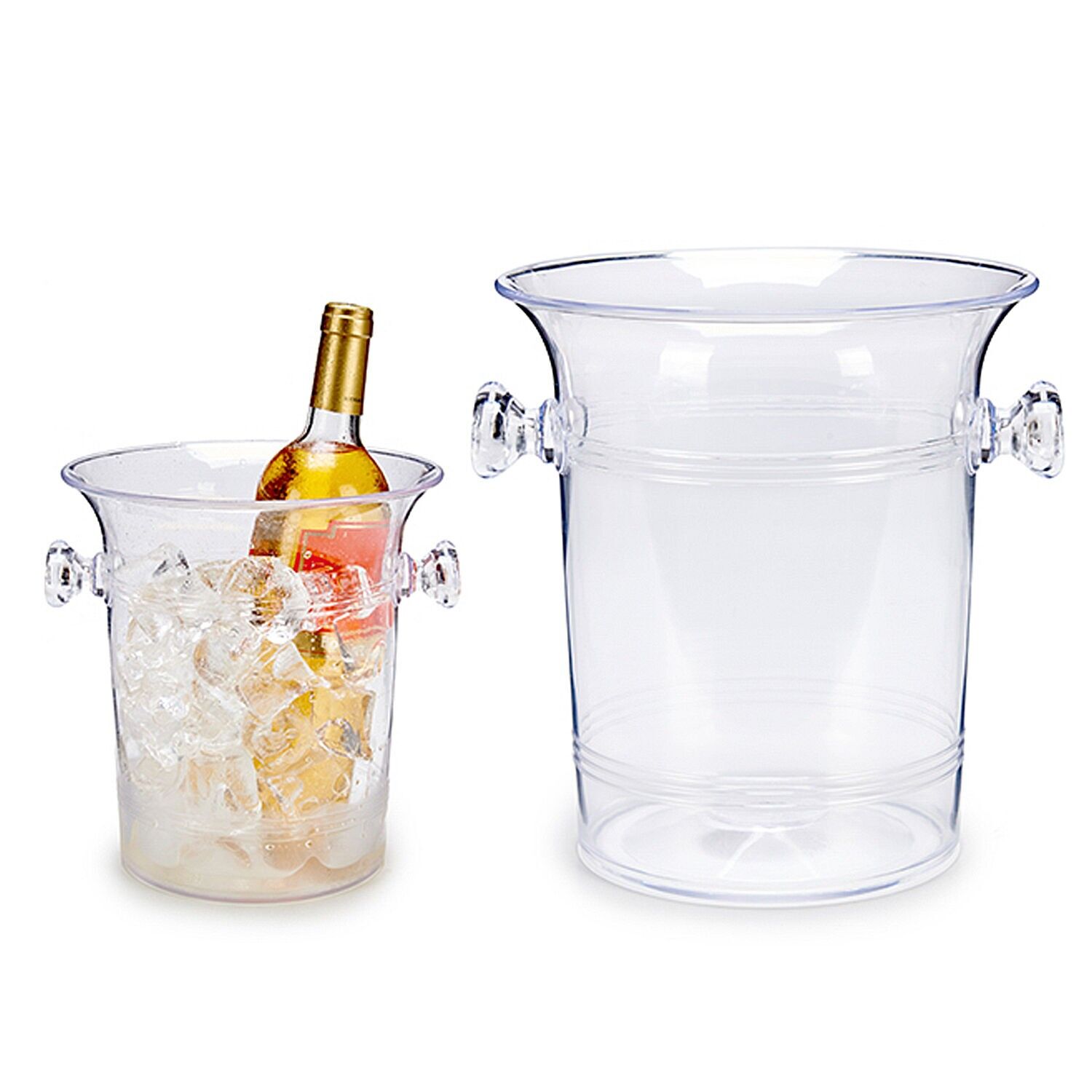 Secchiello per ghiaccio in plastica trasparente con manici Colore: Trasparente