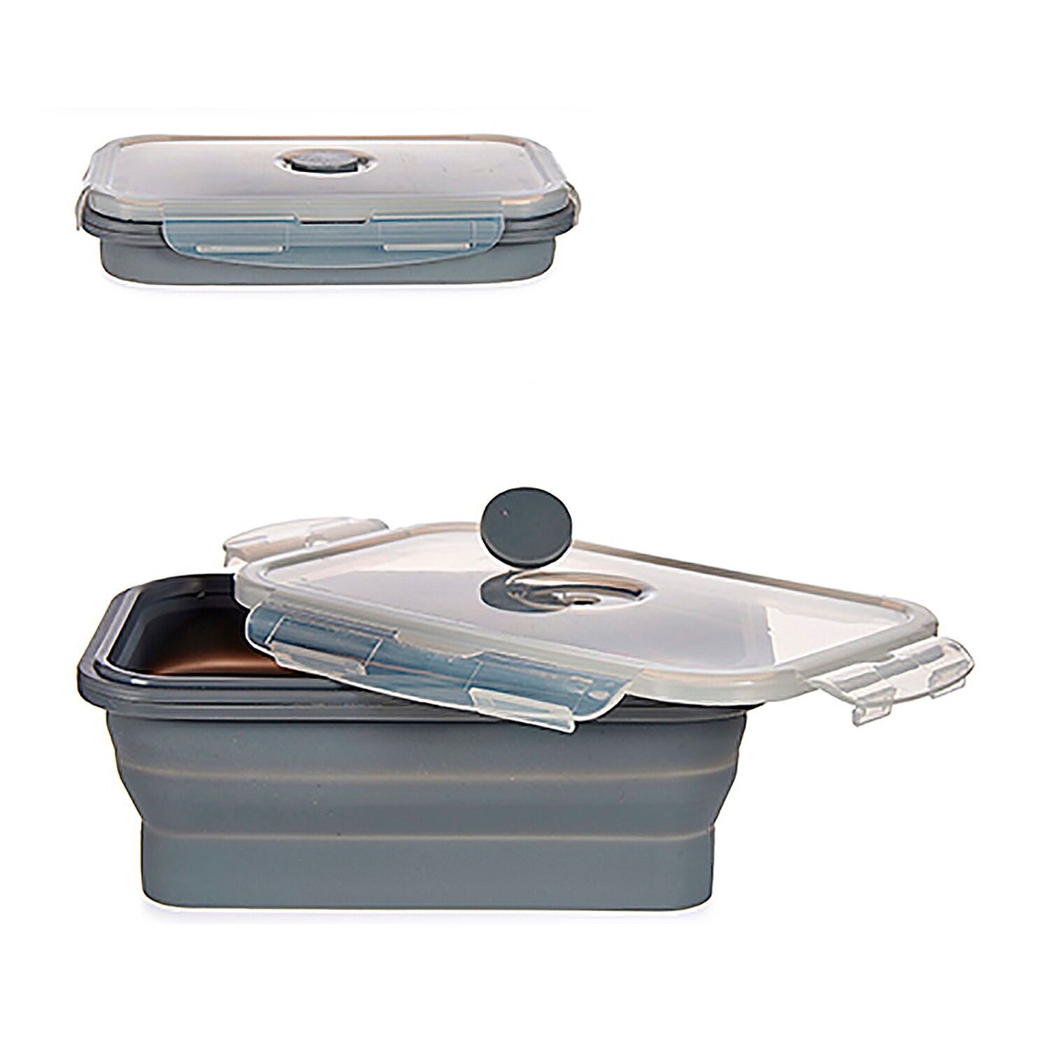 Porta pranzo in silicone da 800 ml.Colore: grigio