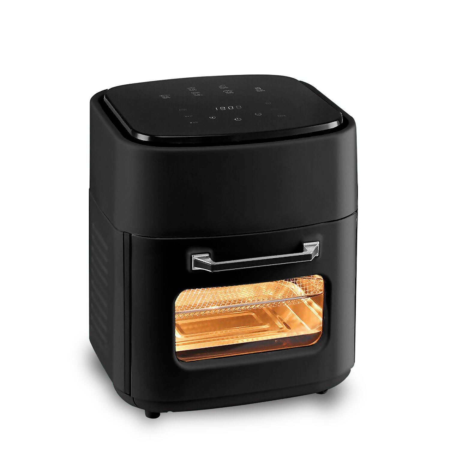 Friggitrice ad aria 2 in 1 con forno. 15L, 1800W. Pannello touch, riscaldamento 3D, griglia antiaderente in acciaio inox.Colore: Nero/Argento