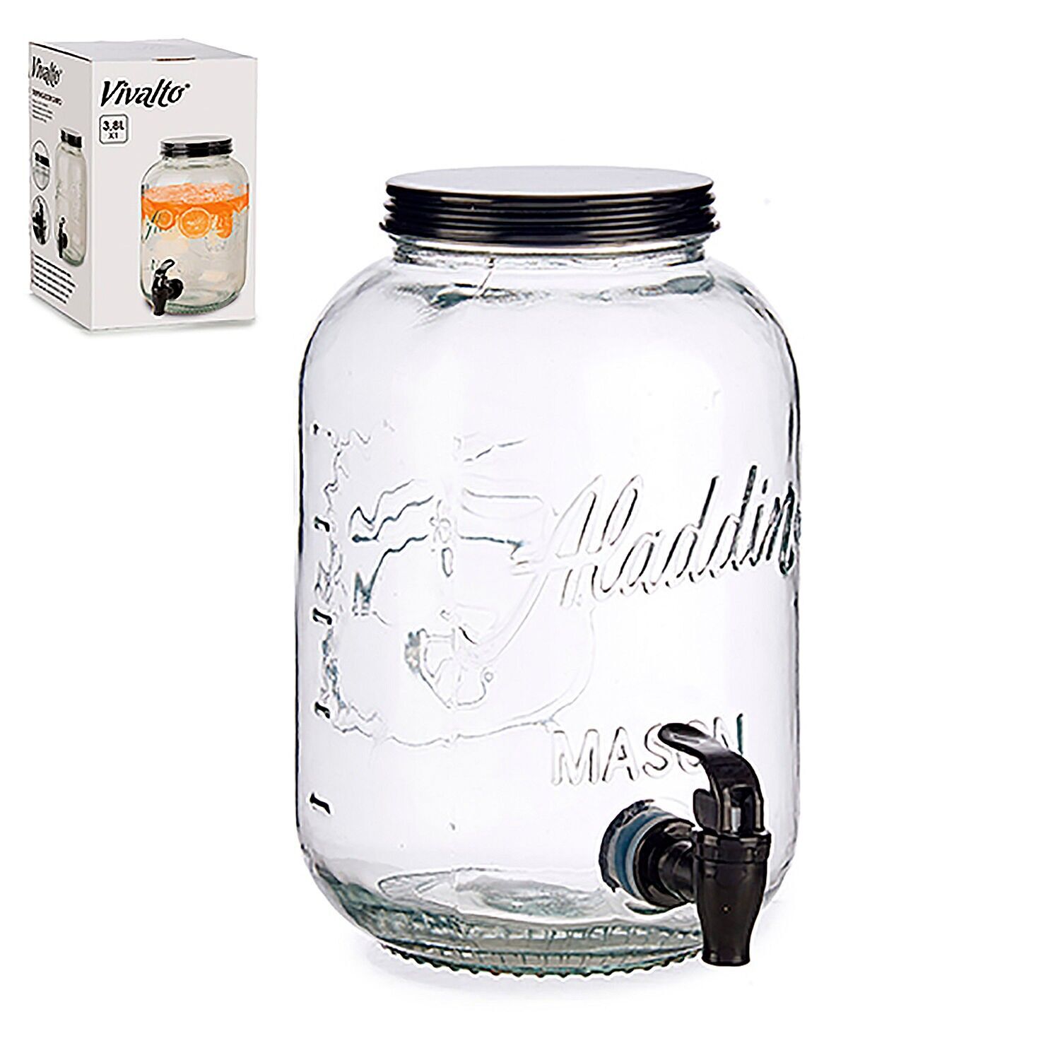 Brocca senza refrigeratore da 3800 ml.Colore: Trasparente