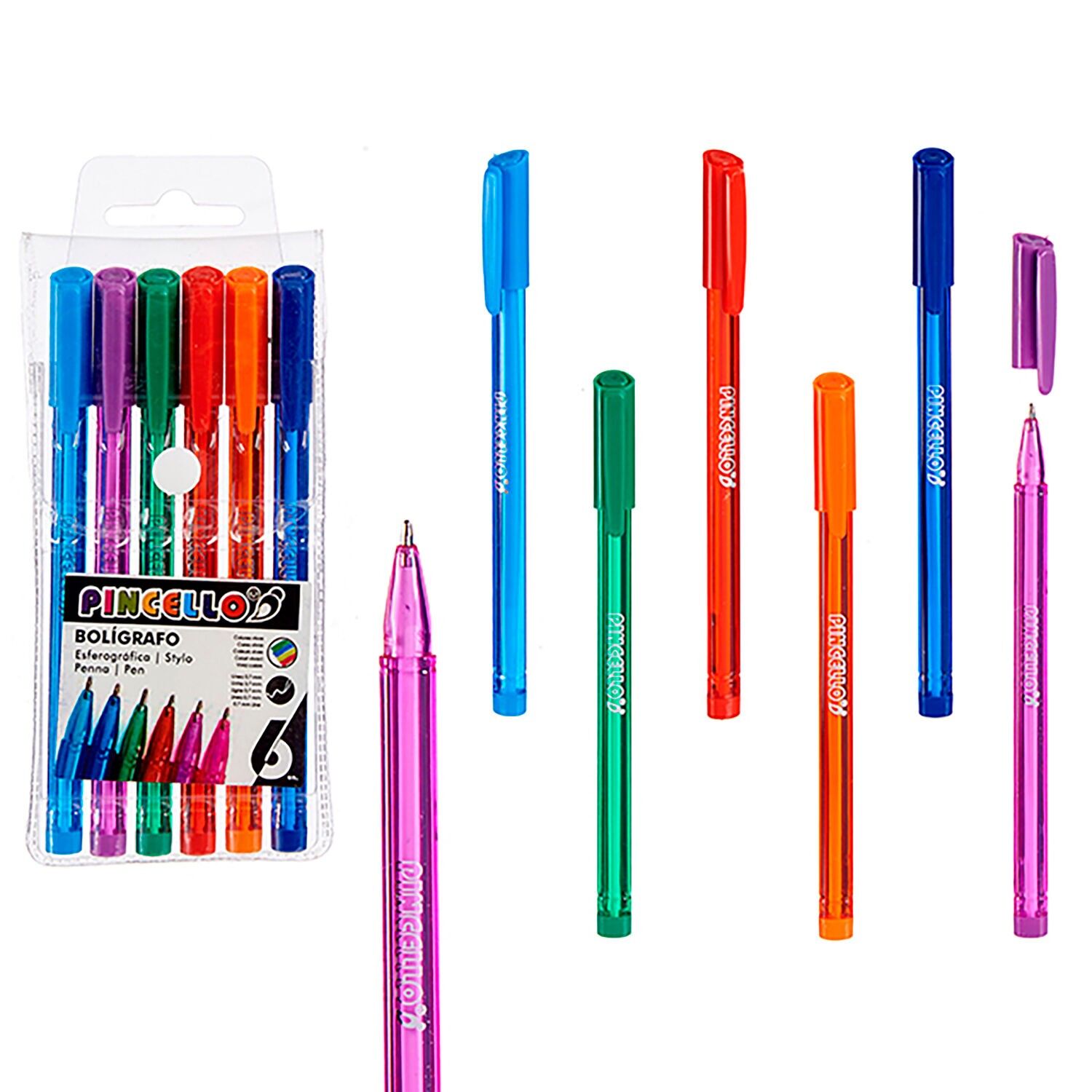 SET OF 6 ASSORTED VIVID COLOR PENS Color: Multicolor