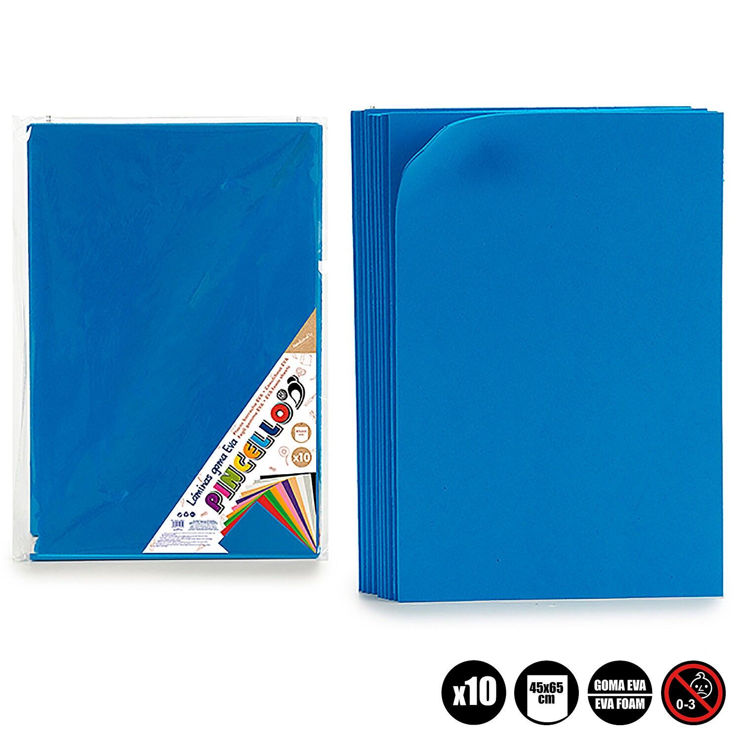 Set di 10 fogli di schiuma EVA 45x65 cm. Colore: blu scuro