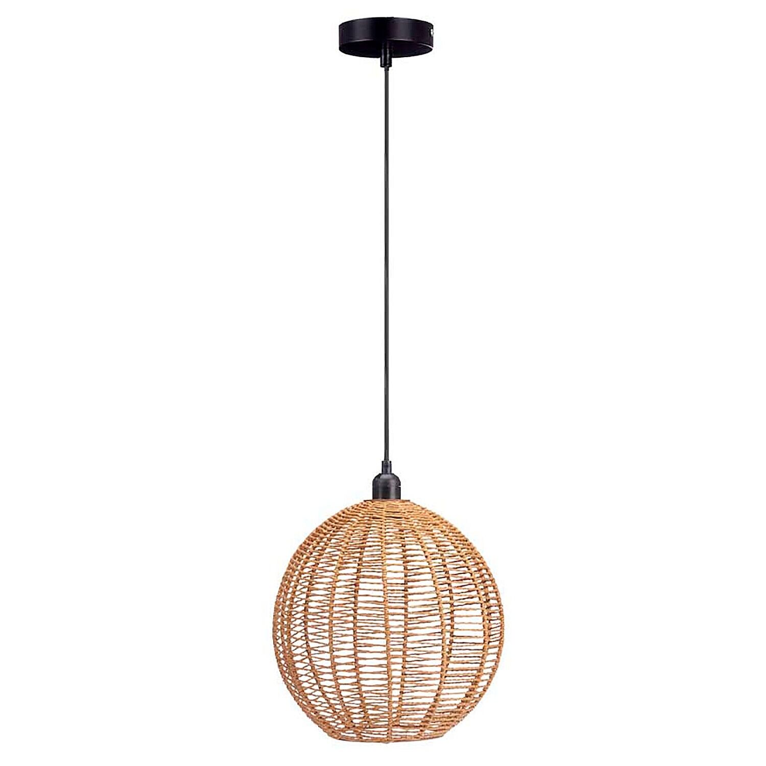 Lampada da soffitto con design a sfera di corda. Potenza massima 40W.Colore: Nero/Marrone