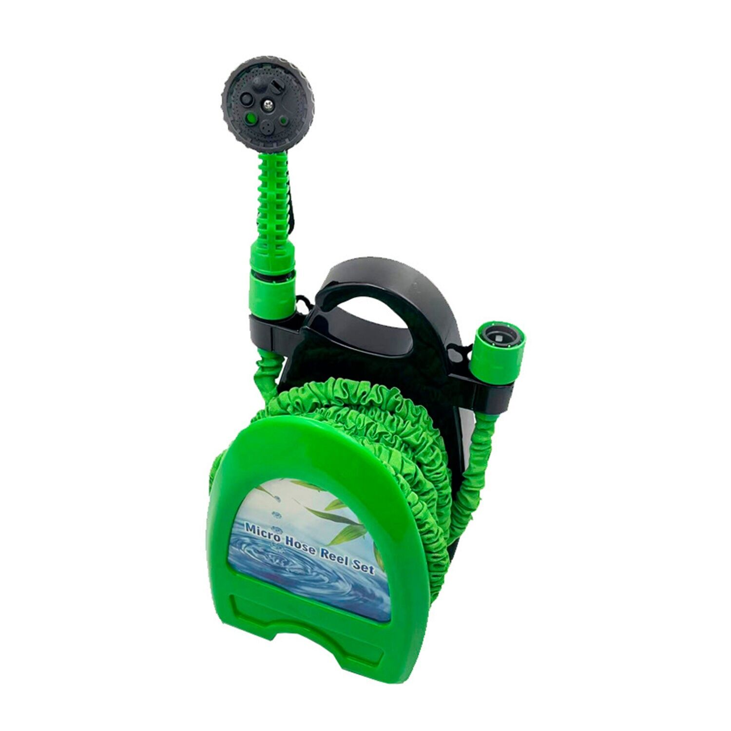 Tubo flessibile da 20 metri con avvolgitubo e spruzzatore con 8 modalità di utilizzo.Colore: verde