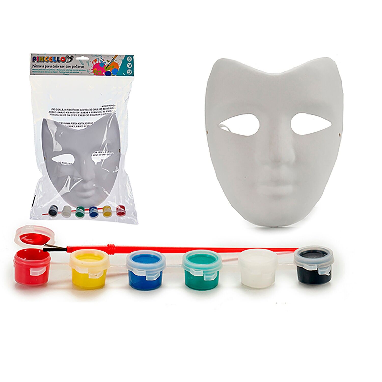 Children's craft mask with paint.Color: White