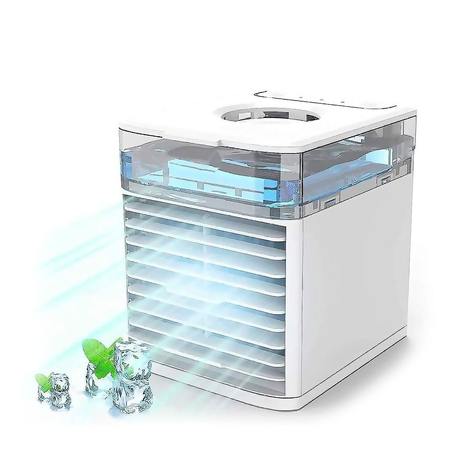 Mini condizionatore portatile. Con luci LED e 3 livelli di intensità.Colore: Bianco