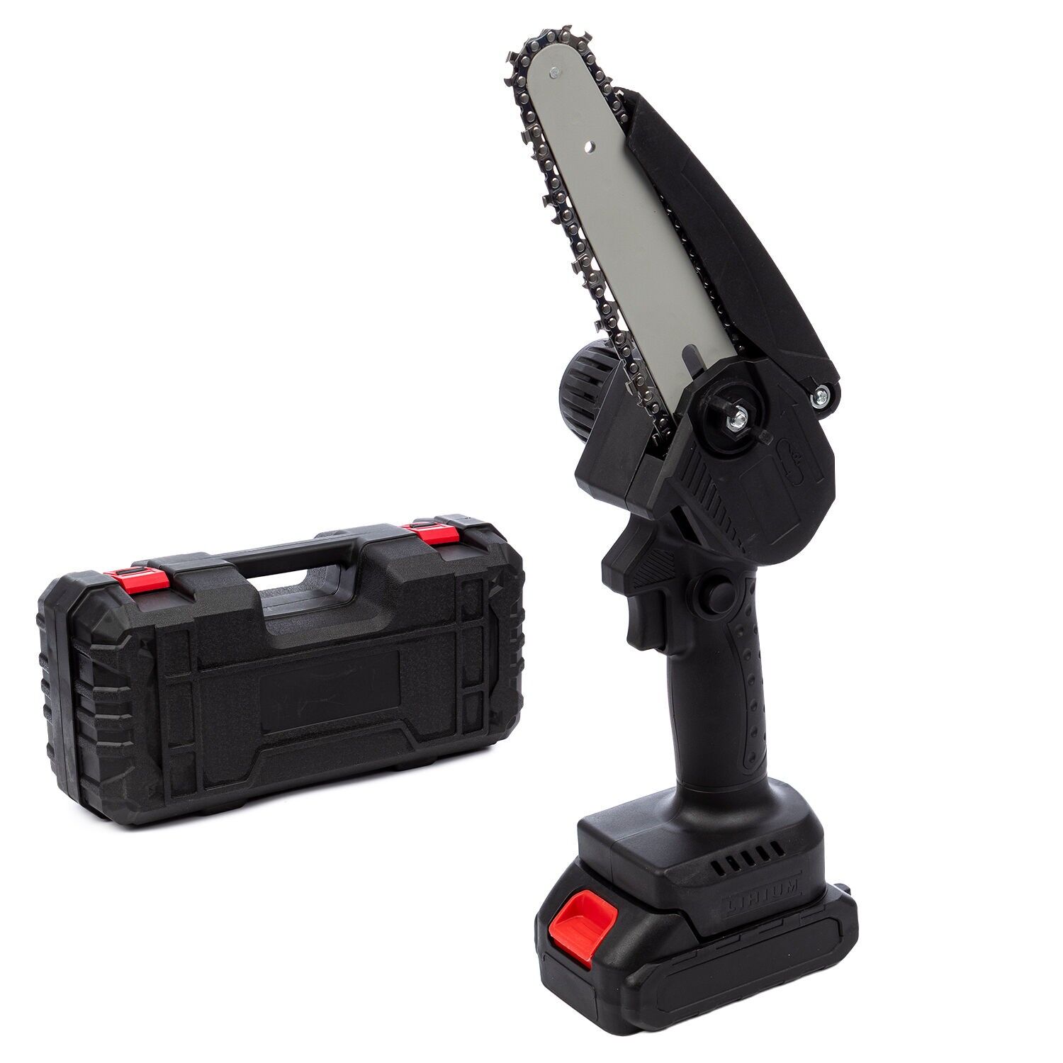 Mini tronçonneuse électrique de 6 pouces, avec batterie rechargeable de 6500 mAh. Couleur : Noir