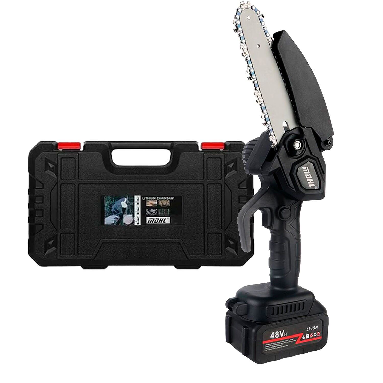 Mini tronçonneuse électrique de 8 pouces, alimentée par batterie. Couleur : Noir