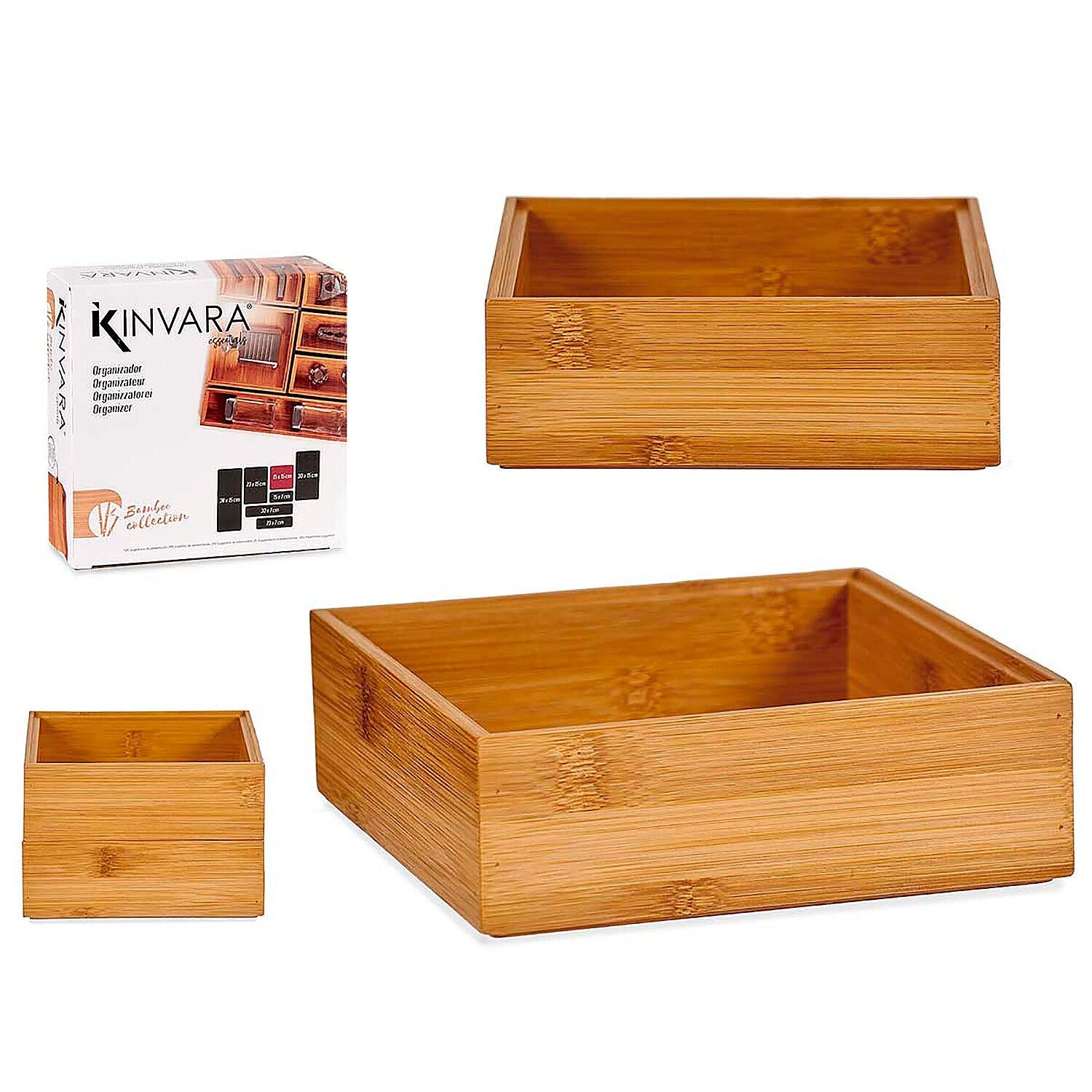 Organizer impilabile in bambù 15x15 cm.Colore: Marrone