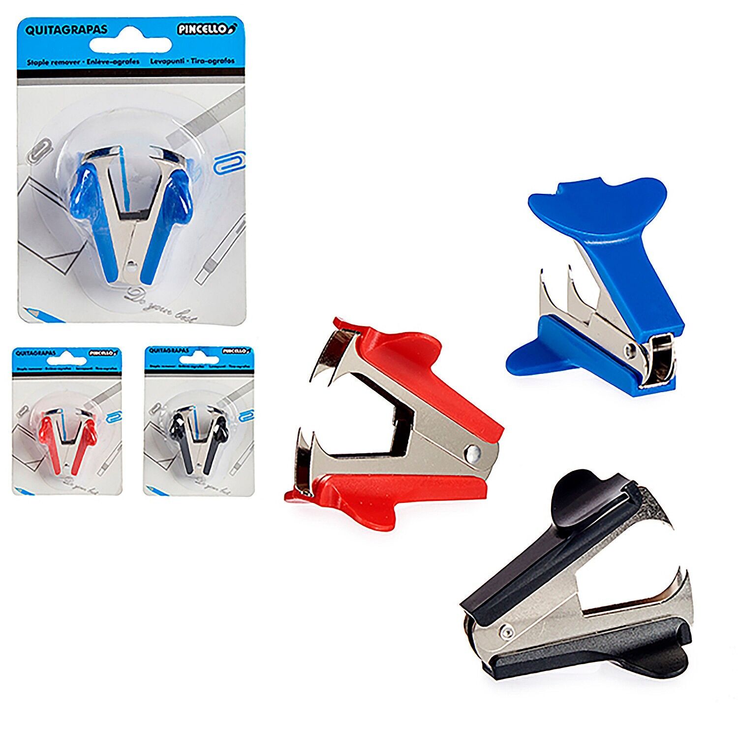PACK OF 3 STAPLE REMOVERS ASSORTMENT COLOUR: MULTICOLOUR