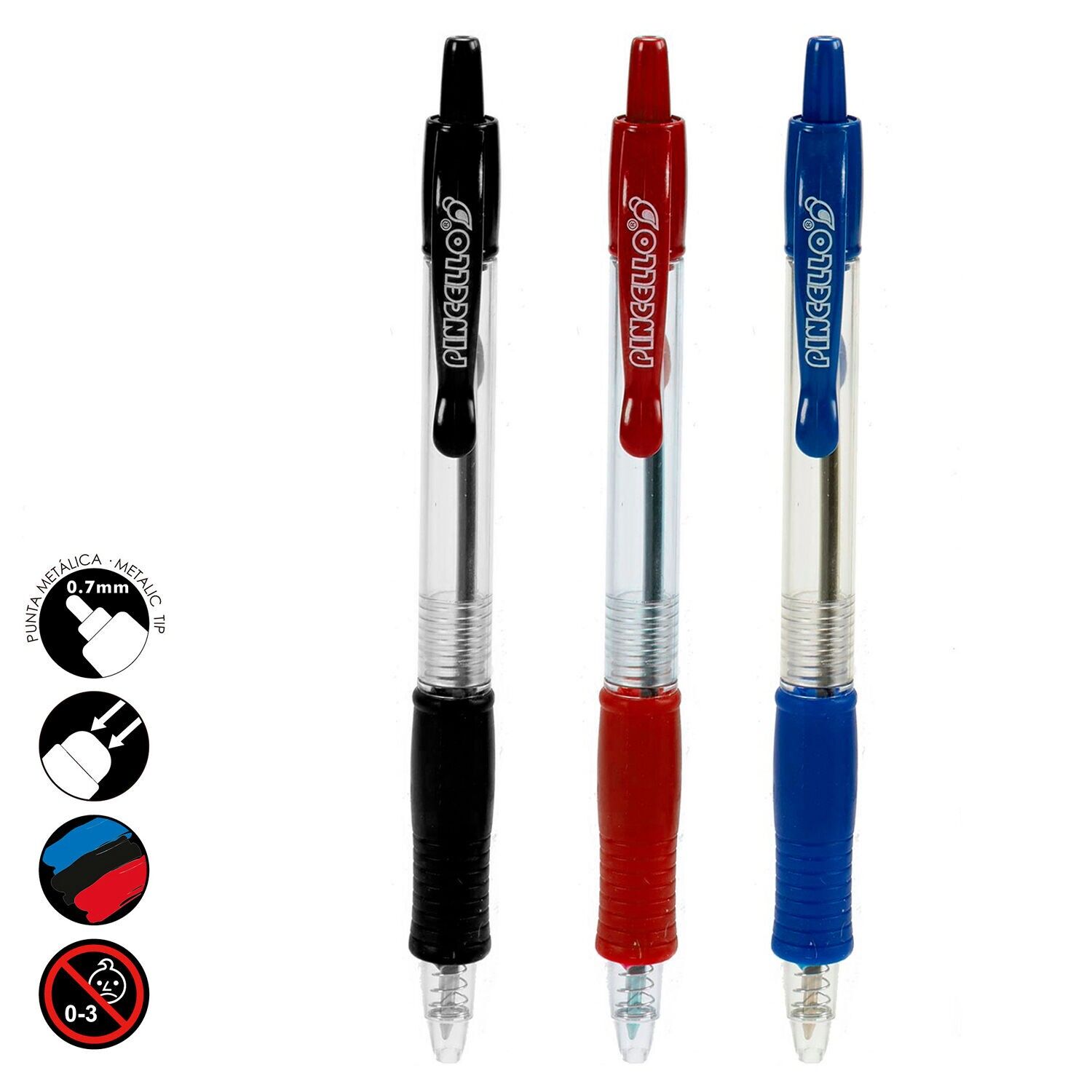 PACK OF 6 UNITS IN A SET OF 2 ASSORTED PUSH BALL PENS IN 3 COLOURS. Colour: Multicoloured