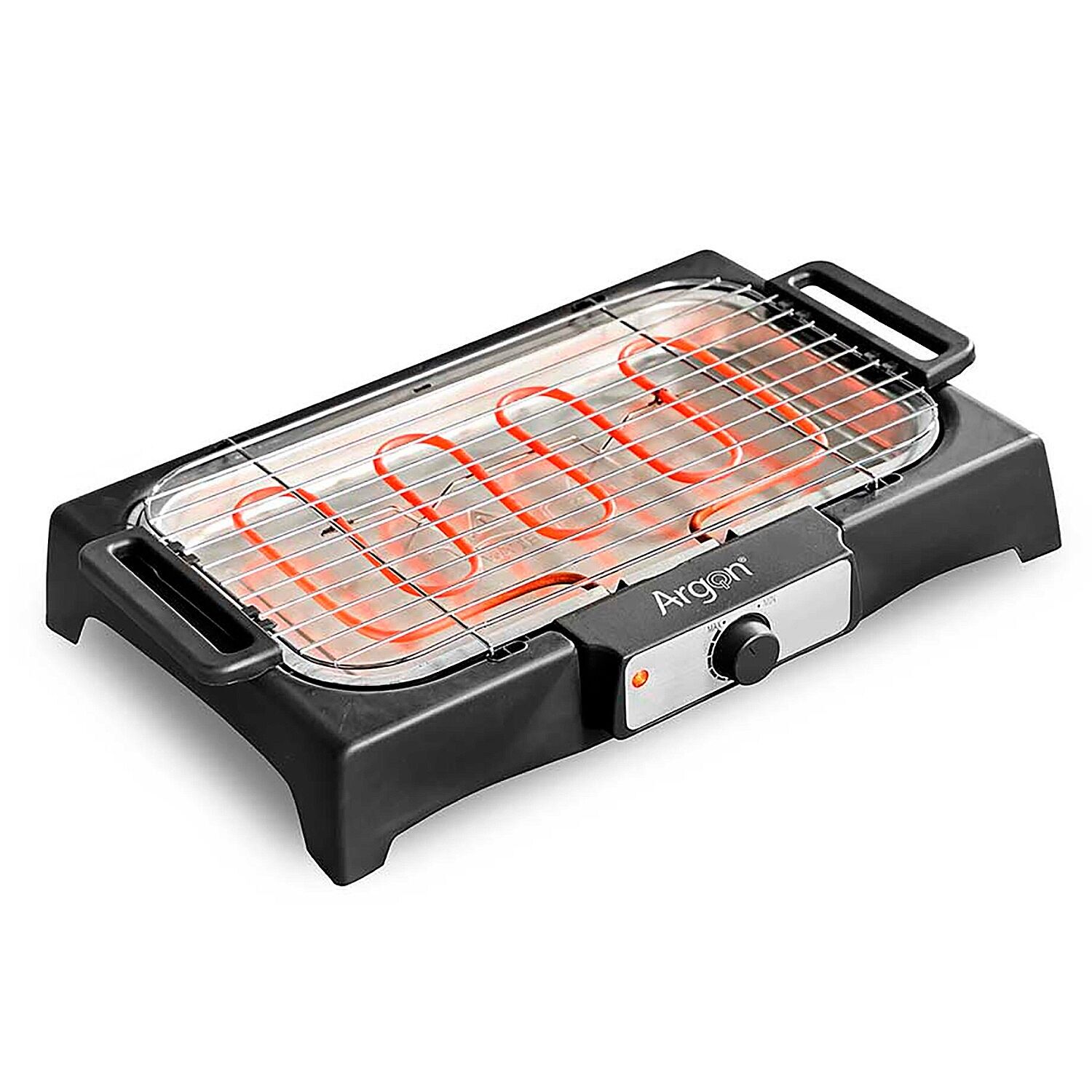 Griglia elettrica con termostato regolabile. 2000W di potenza.41x24 cm Colore: Nero/Argento