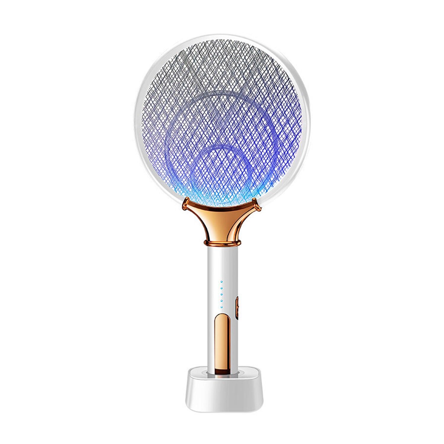 Racchetta elettrica intelligente che uccide le zanzare. Batteria al litio integrata. Luce 360-400 NM. Efficace contro mosche, zanzare e tarme.Colore: Bianco