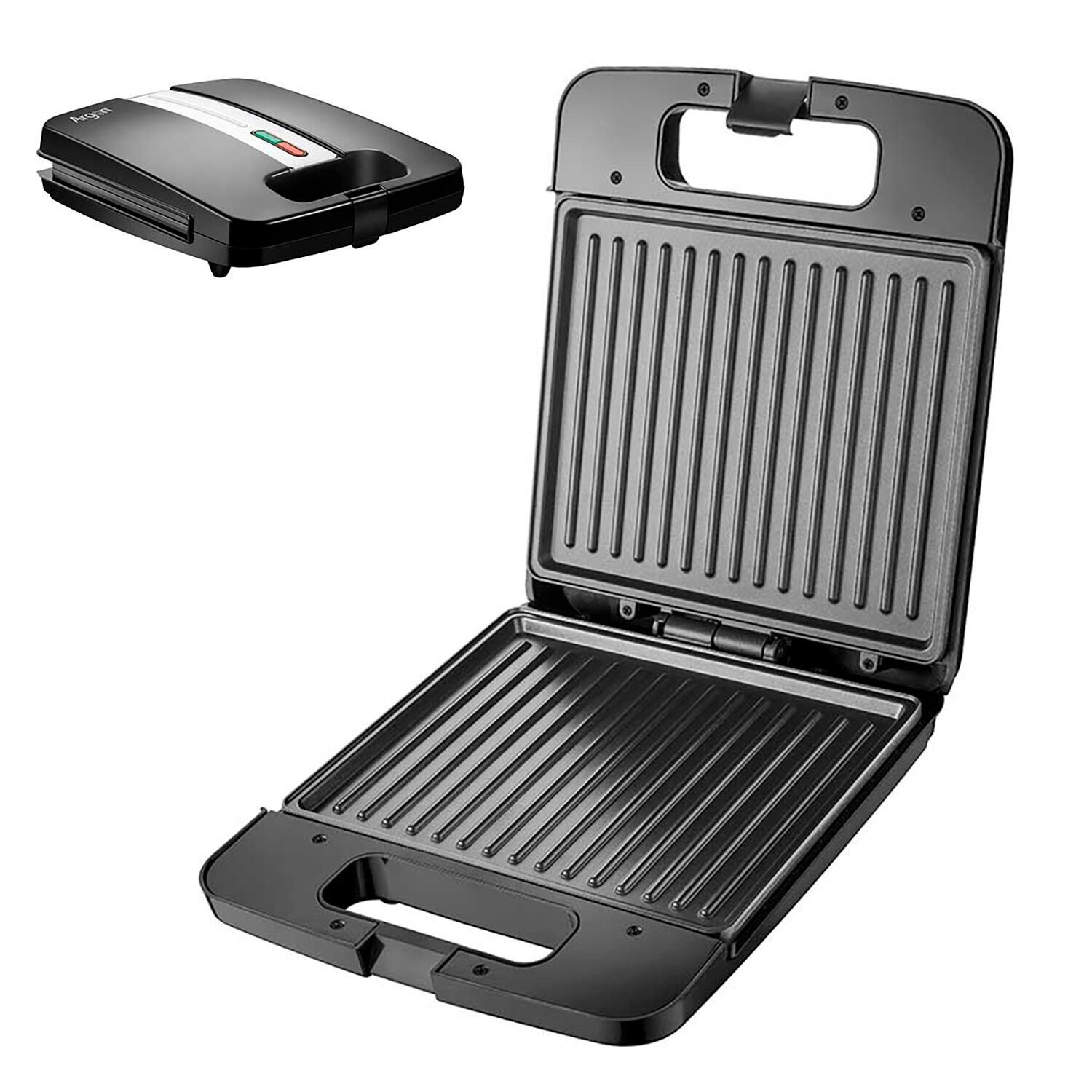 Griglia per panini con 1400W di potenza.Colore: Nero/Argento