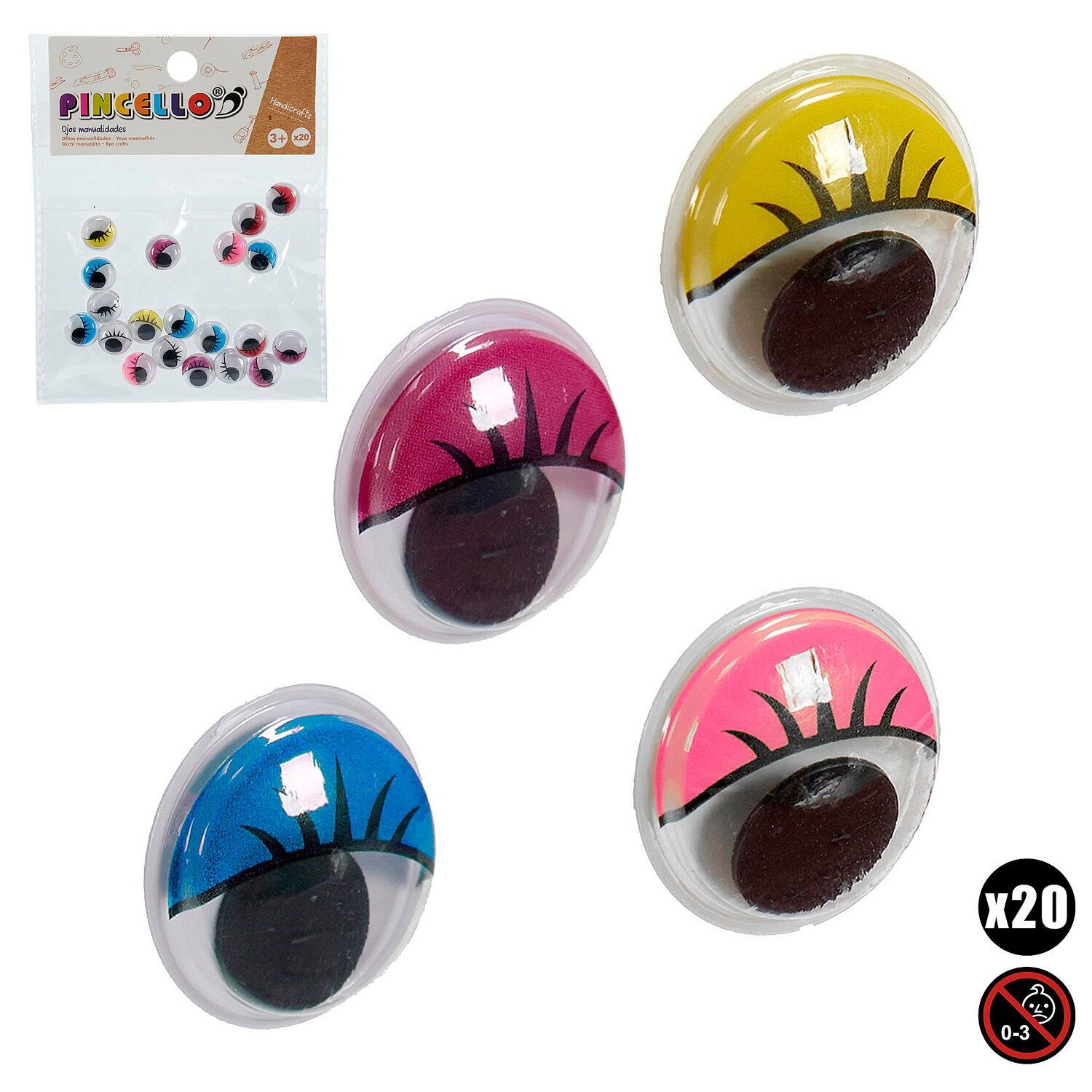 Set di 20 occhi artigianali. Colore:Multicolore