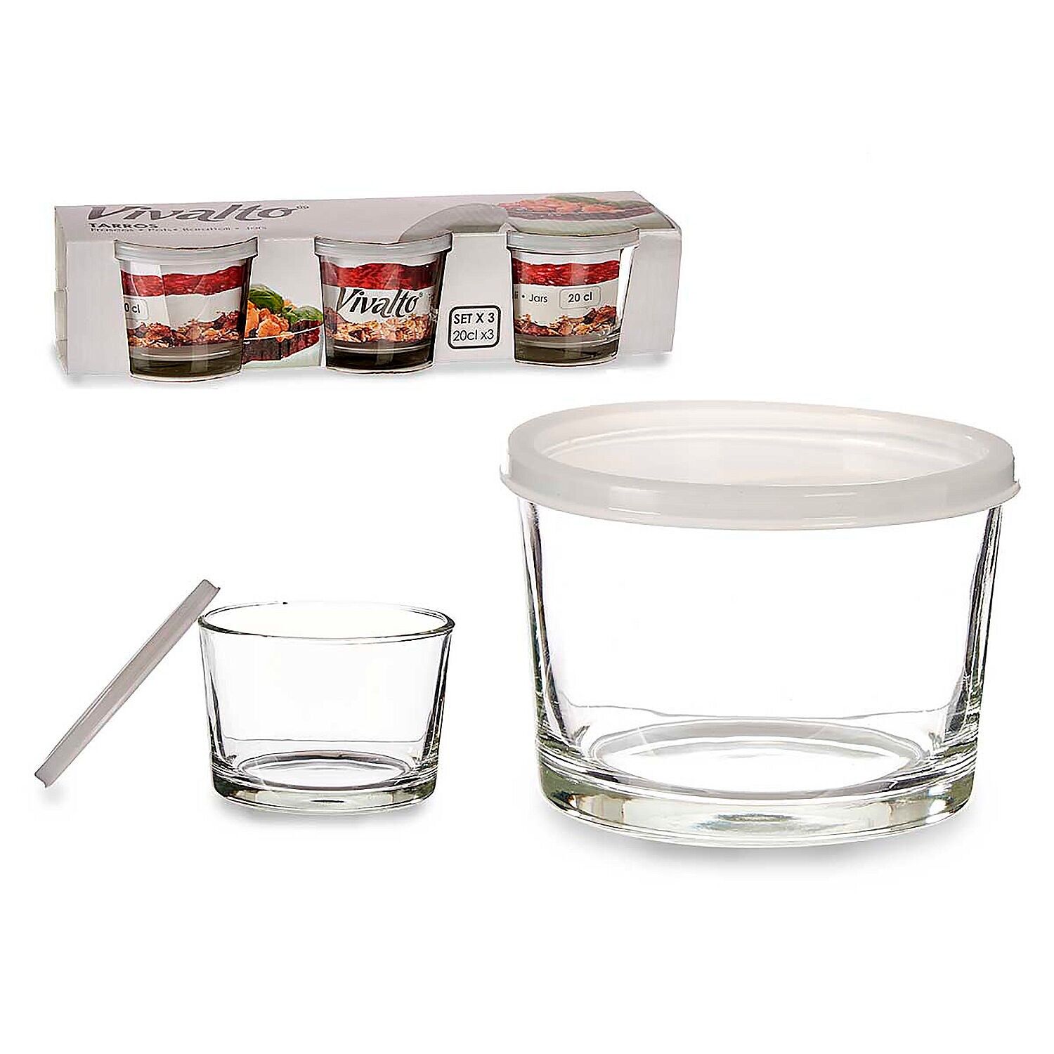 Set de 3 tarros 200 ml. Color:Transparente