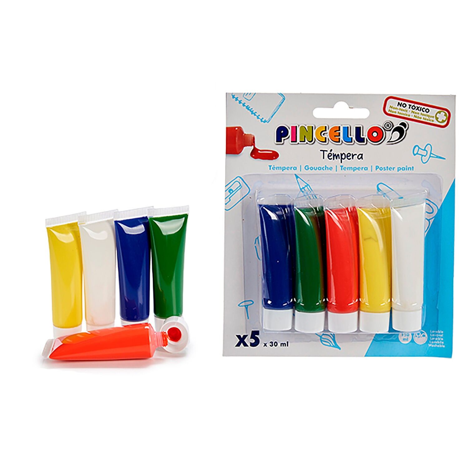 Set di 5 colori a tempera da 30 ml. Colore:Multicolore