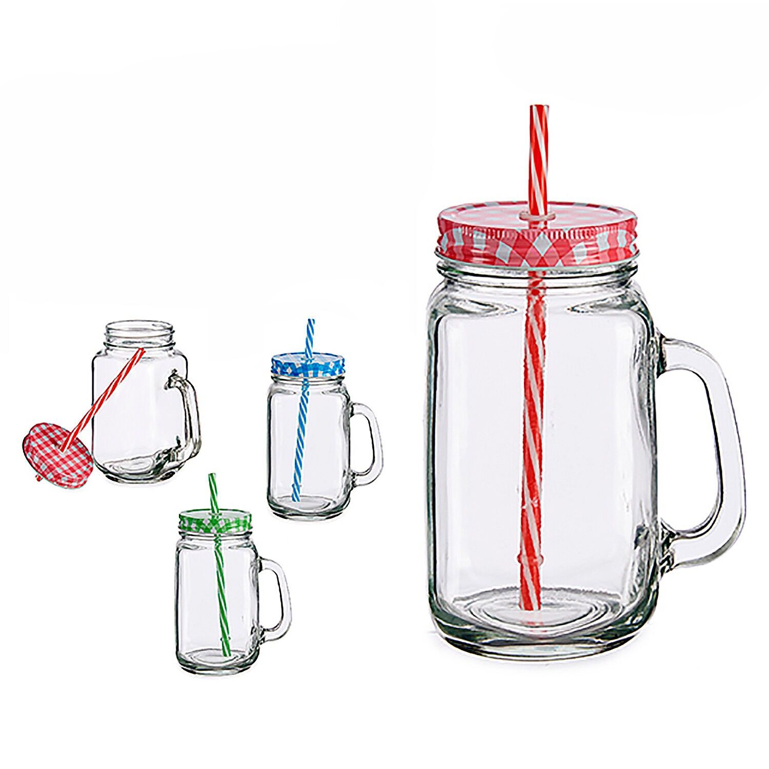 Set di 6 caraffe con cannuccia da 70 cl. Assortimento di 3 colori. Colore:Multicolore