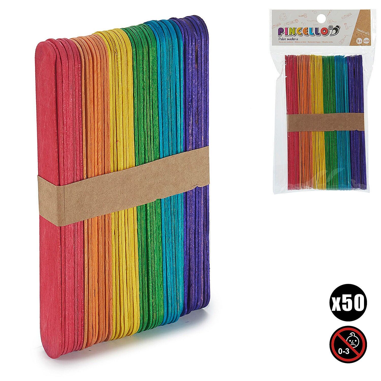 Set di 50 bastoncini grandi per lavori artigianali. Colore:Multicolore